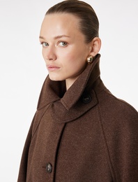 Uzun Kollu Düğmeli Cepli Uzun Kaşe Oversize Kaban