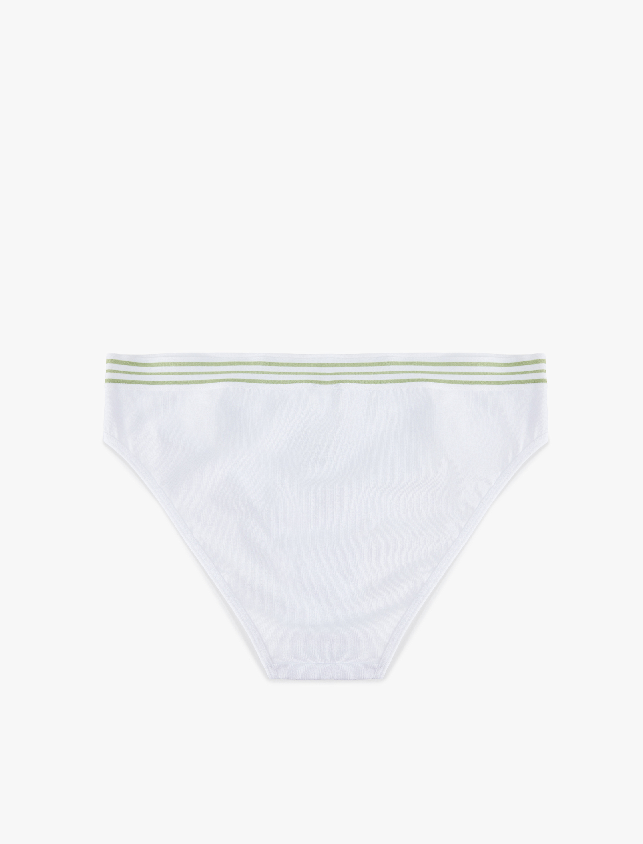   Pamuklu Rahat Kalıp Çizgili Bel Detaylı Baskılı Brief Külot