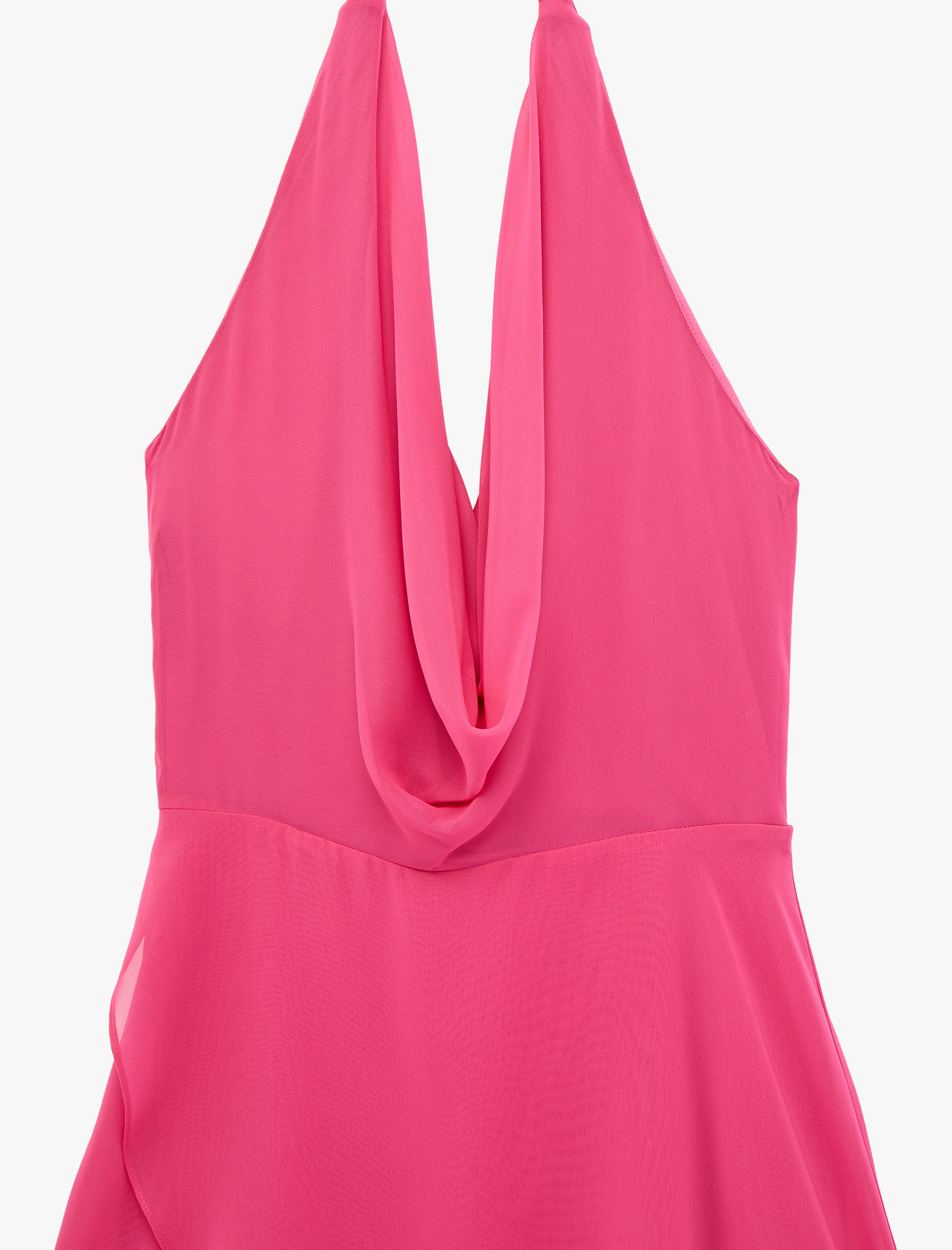   Kolsuz Degaje Yaka Şifon Mini Abiye Elbise