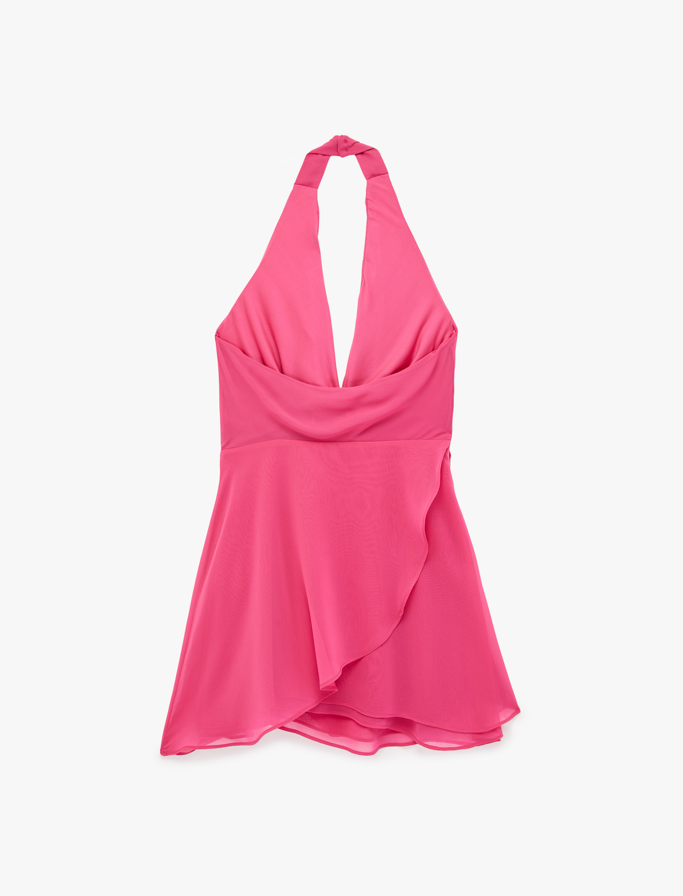   Kolsuz Degaje Yaka Şifon Mini Abiye Elbise