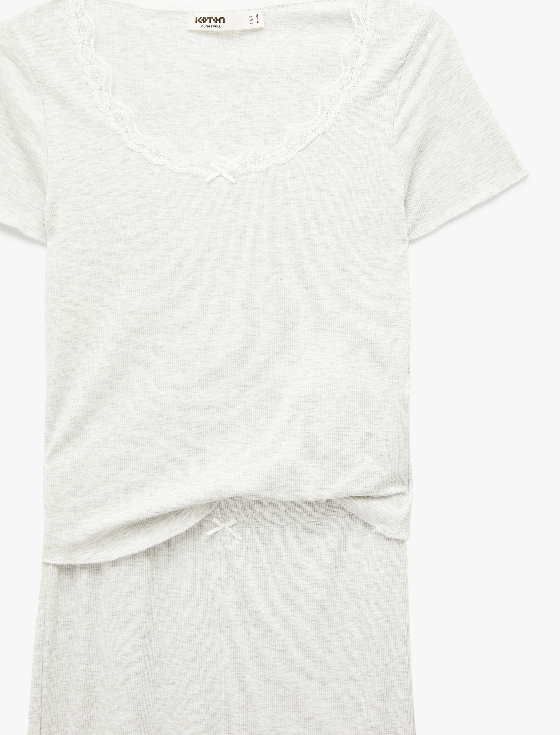   Viskon Slim Fit Kısa Kollu Bisiklet Yaka Tişört Pijama Takımı