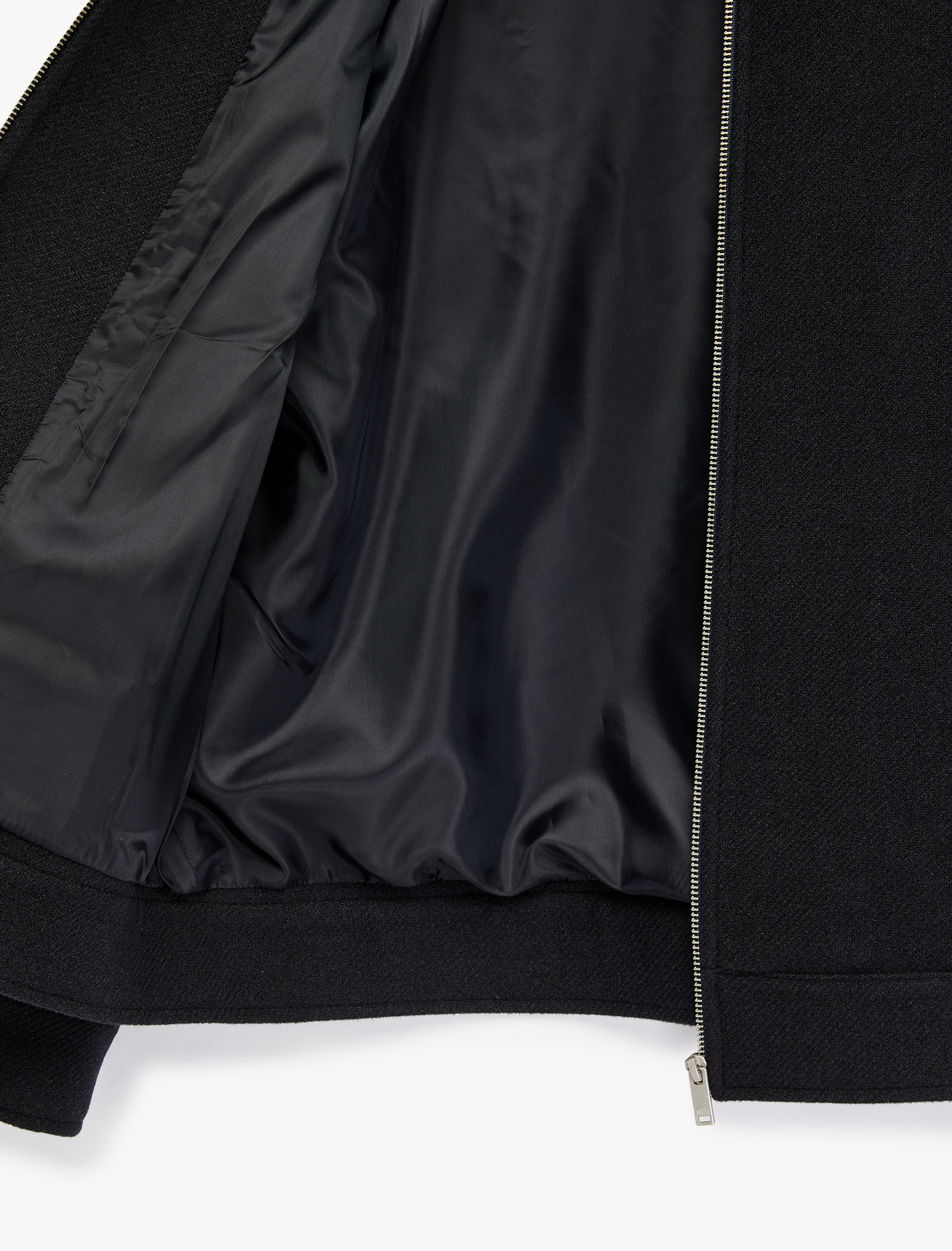   Regular Fit Uzun Kollu Cepli Gömlek Yaka Fermuarlı Kaşe Ceket