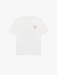 Kısa Kollu Bisiklet Yaka Arkası Baskılı Oversize Tişört