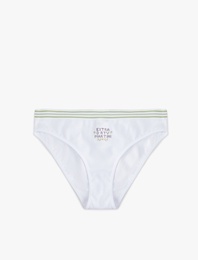 Pamuklu Rahat Kalıp Çizgili Bel Detaylı Baskılı Brief Külot