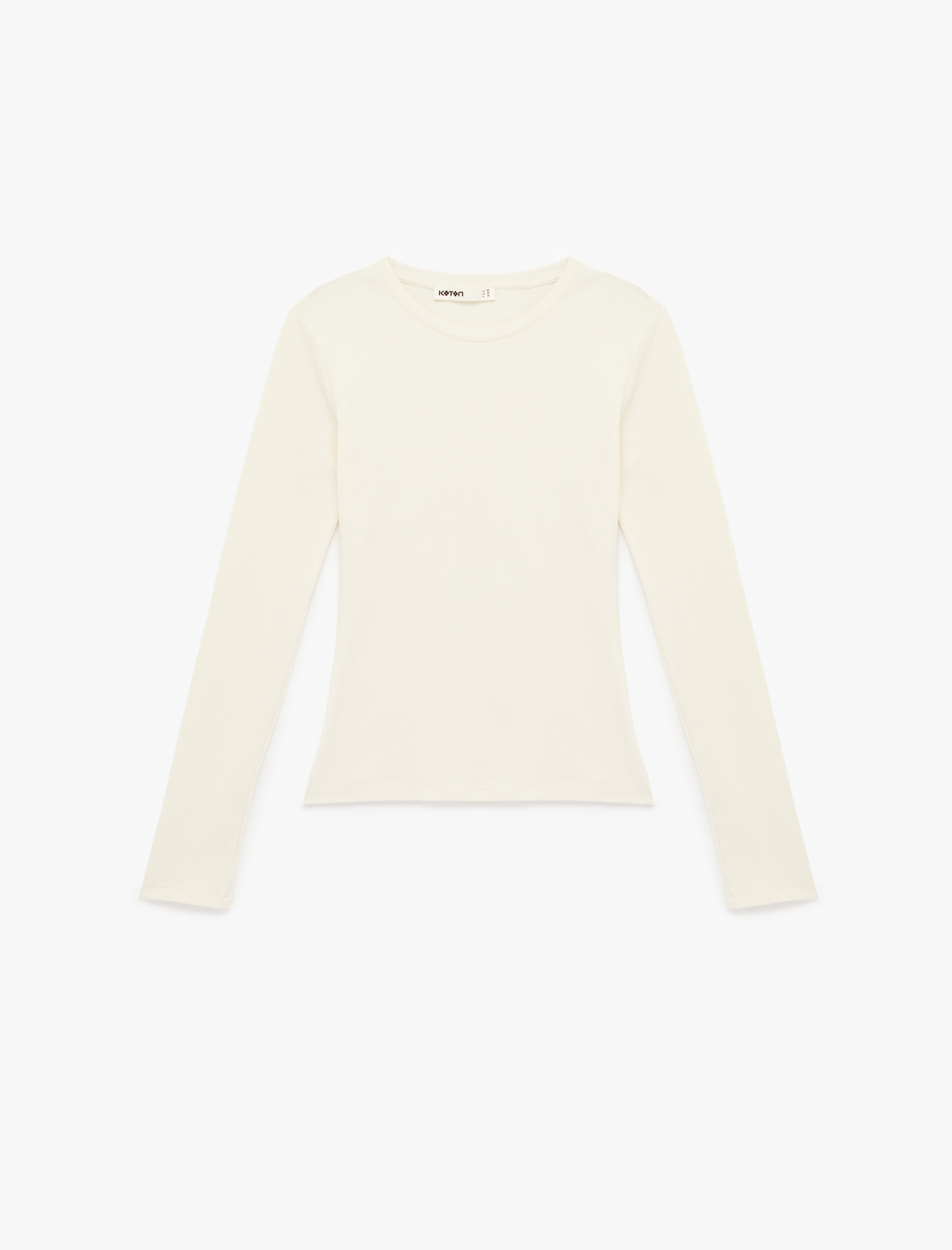   Slim Fit Pamuklu Uzun Kollu Bisiklet Yaka Tişört