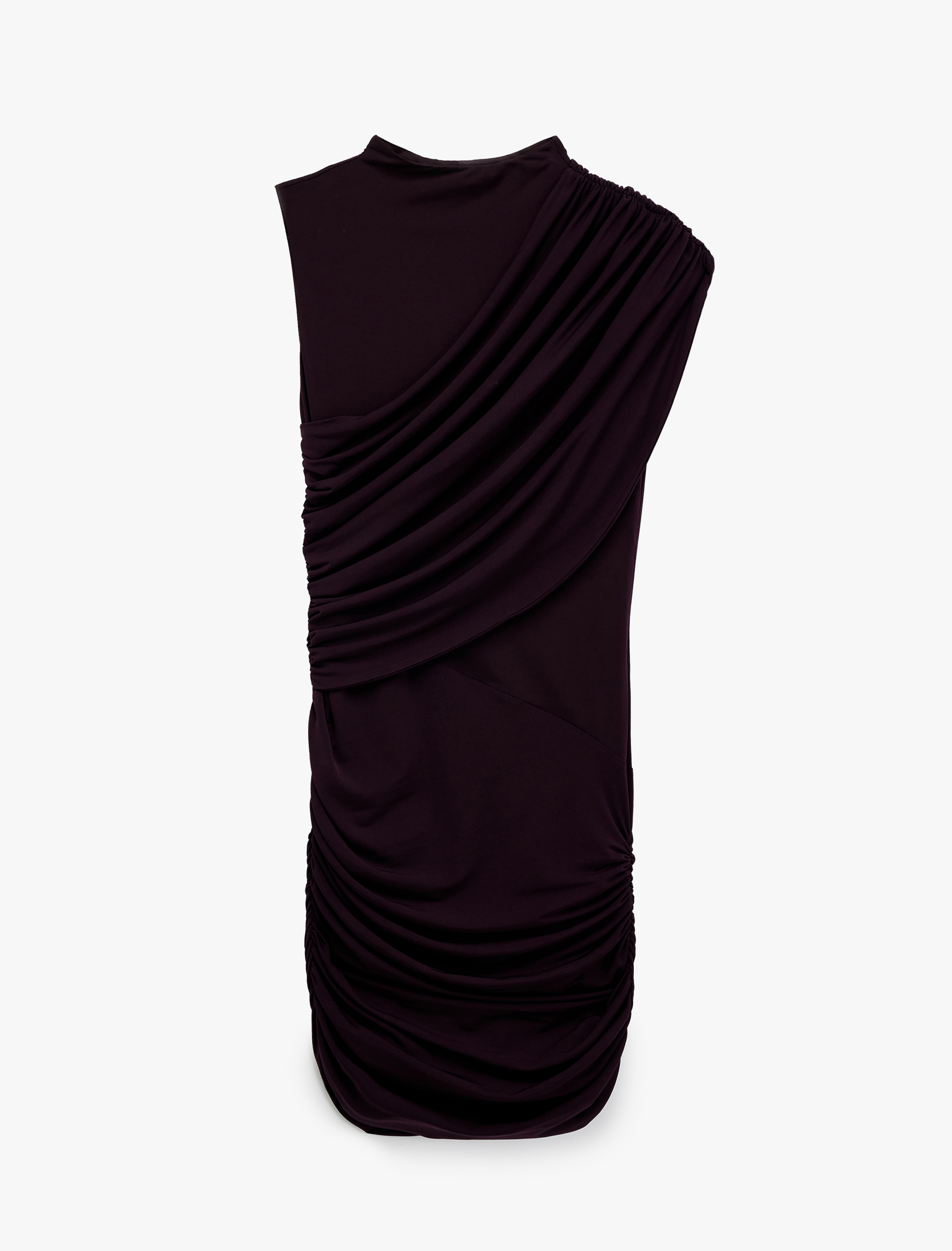   Koton X Sibil Çetinkaya -  Hafif Dik Yaka Drapeli Kolsuz Mini Elbise