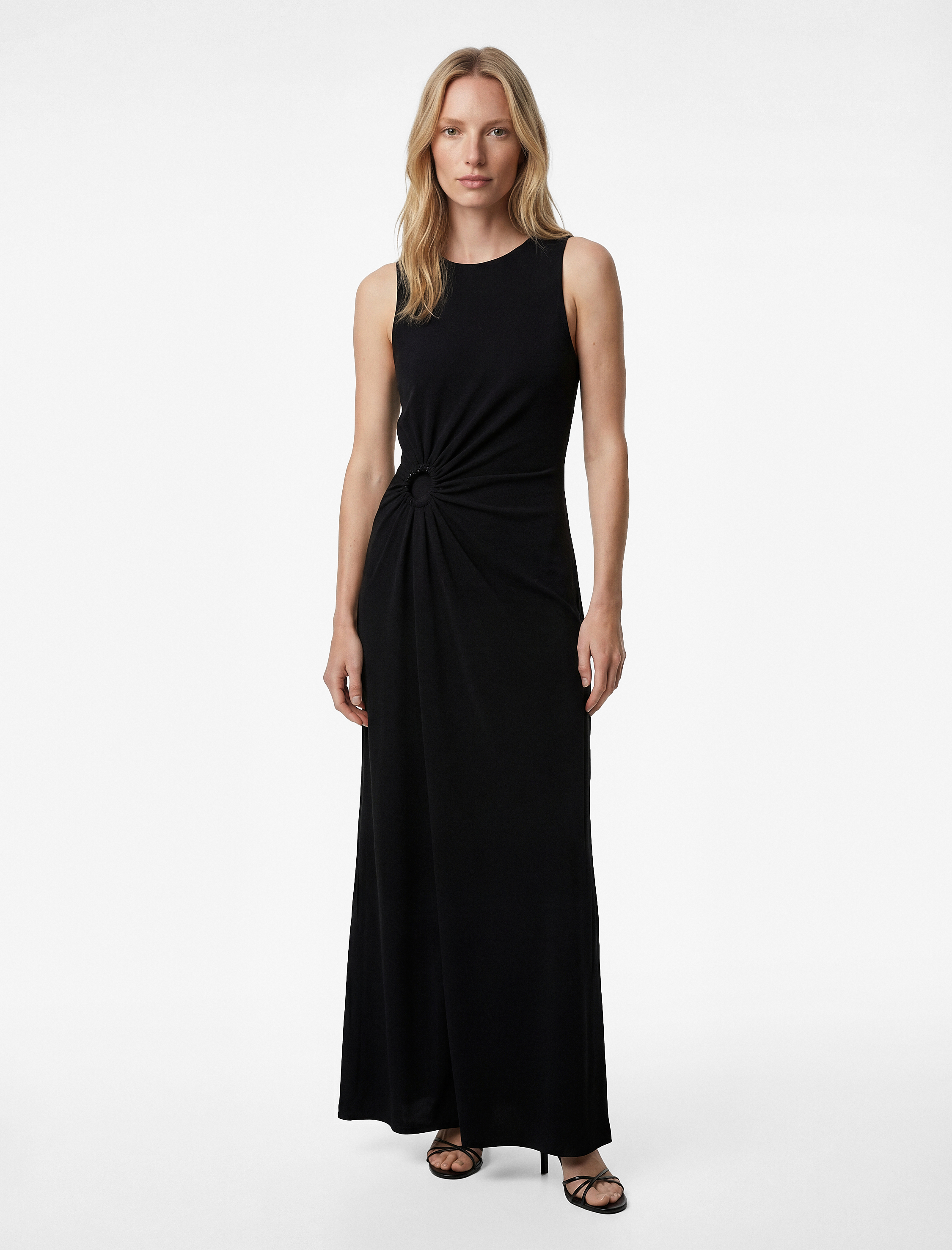   Kolsuz Bisiklet Yaka Taş Detaylı Slim Fit Elbise