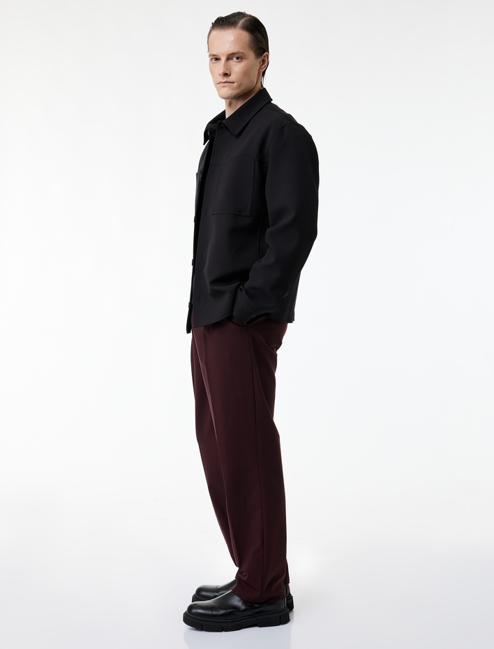  Rahat Kalıp Cepli Viskon Karışımlı Pileli Kumaş Pantolon