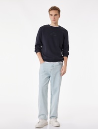 Uzun Kollu Şardonlu Yarım Fermuarlı Sweatshirt