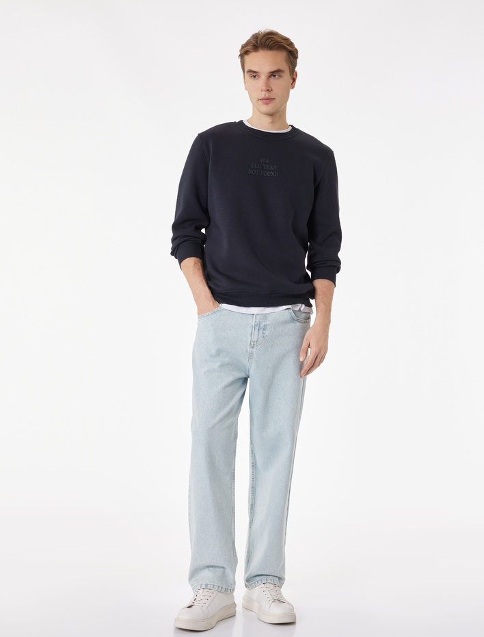  Uzun Kollu Şardonlu Yarım Fermuarlı Sweatshirt