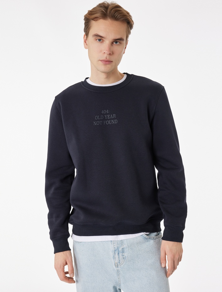  Uzun Kollu Şardonlu Yarım Fermuarlı Sweatshirt