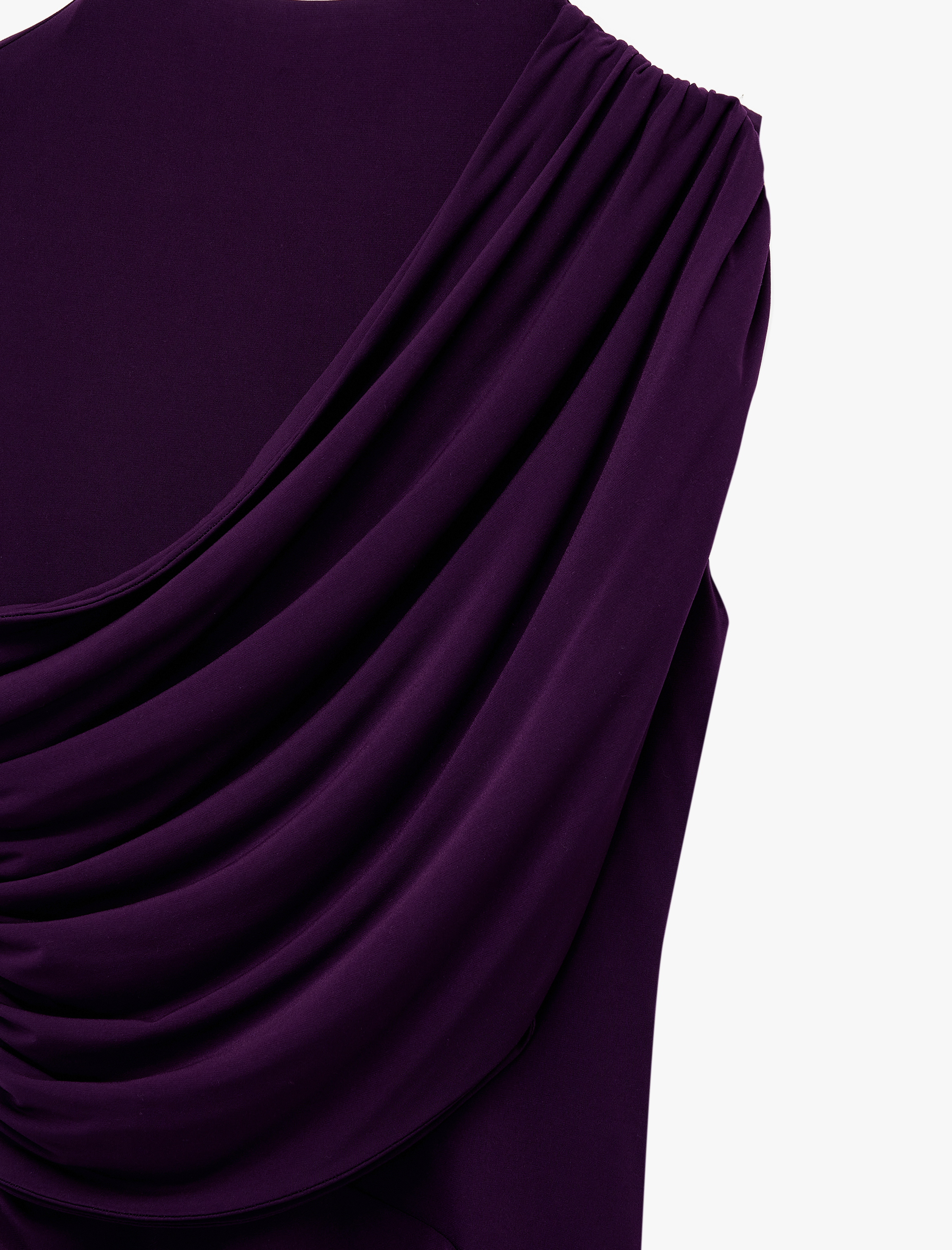   Koton X Sibil Çetinkaya -  Hafif Dik Yaka Drapeli Kolsuz Mini Elbise