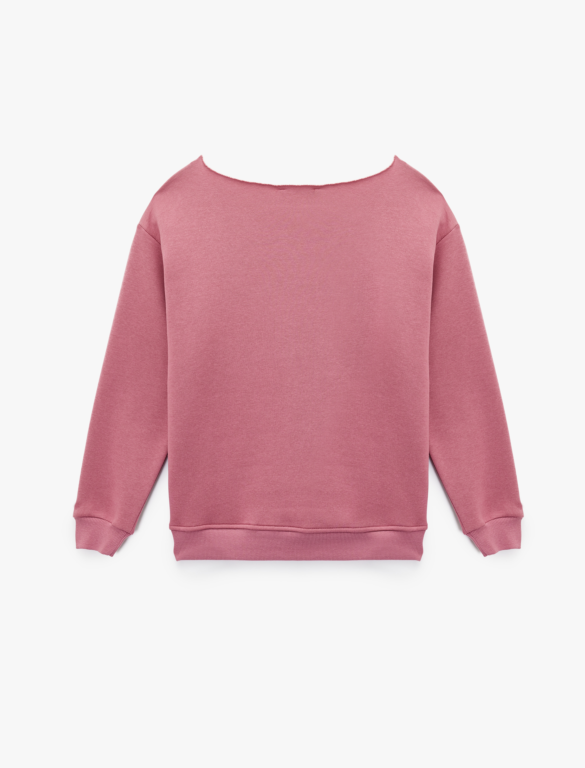   Rahat Kalıp Şardonlu Uzun Kollu Geniş Yuvarlak Yaka Baskılı Sweatshirt