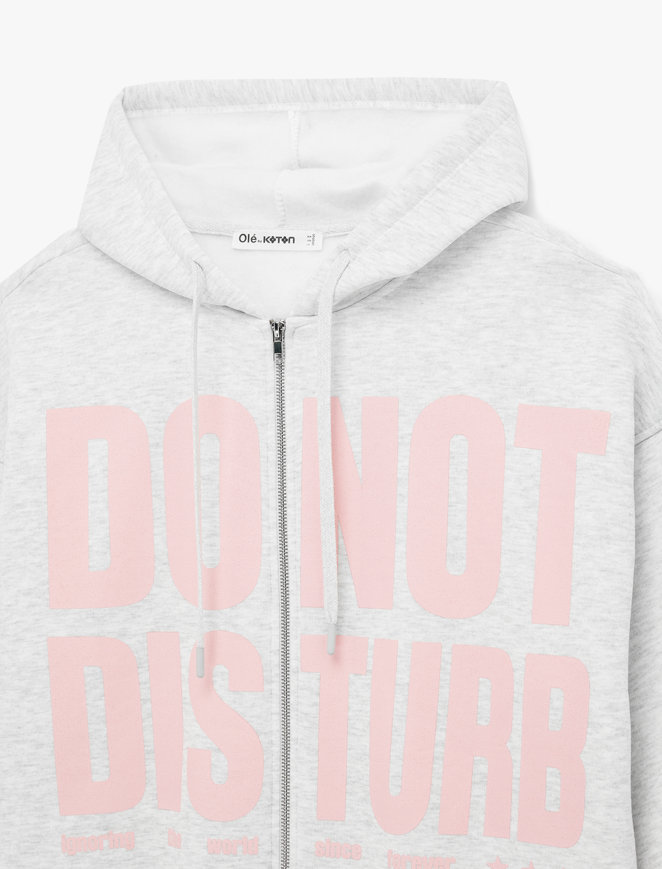   Şardonlu Uzun Kollu Baskılı Fermuarlı Kapüşonlu Sweatshirt