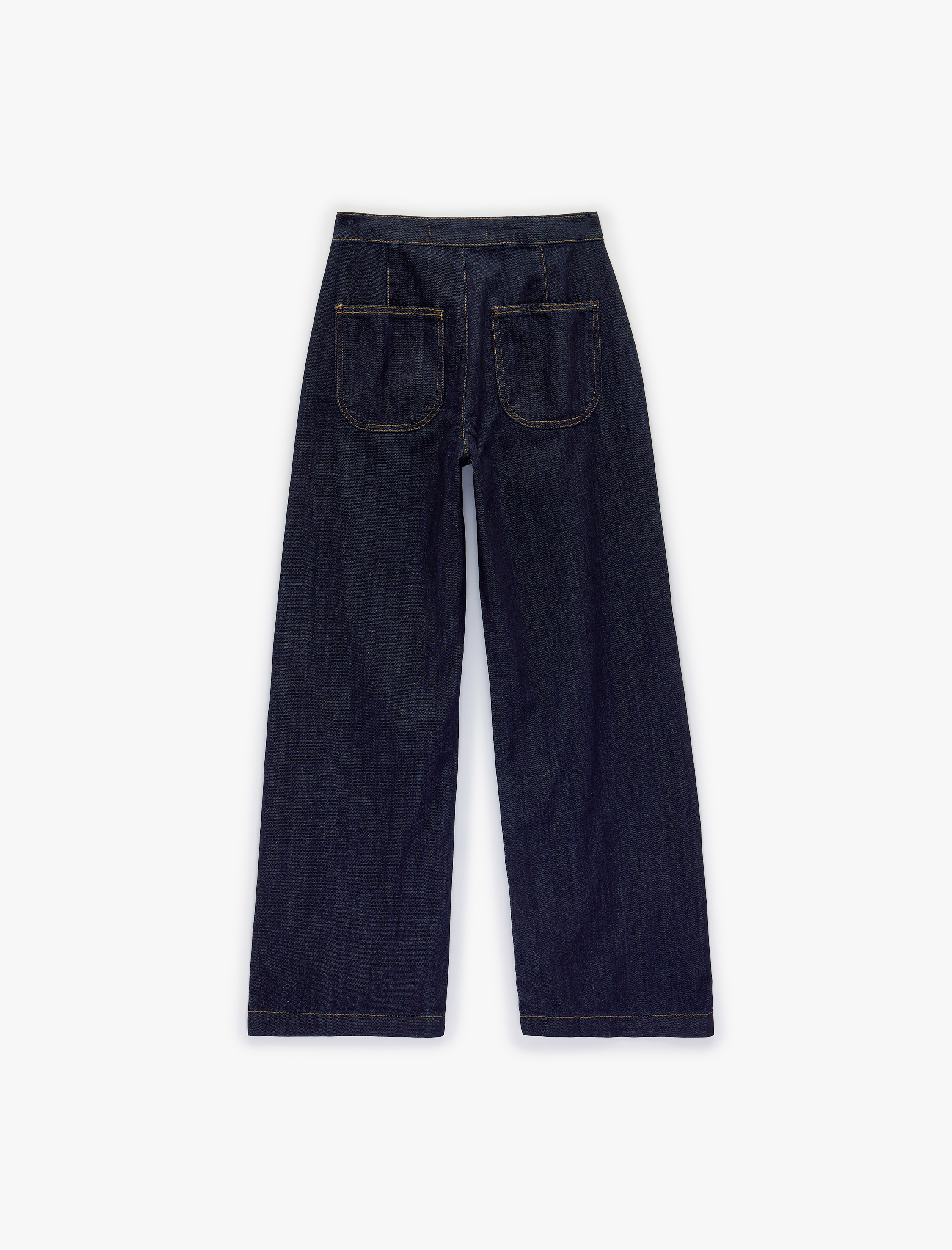   Düğme Detaylı Cepli Geniş Paça Denim Pantolon -  Wide Leg Jeans