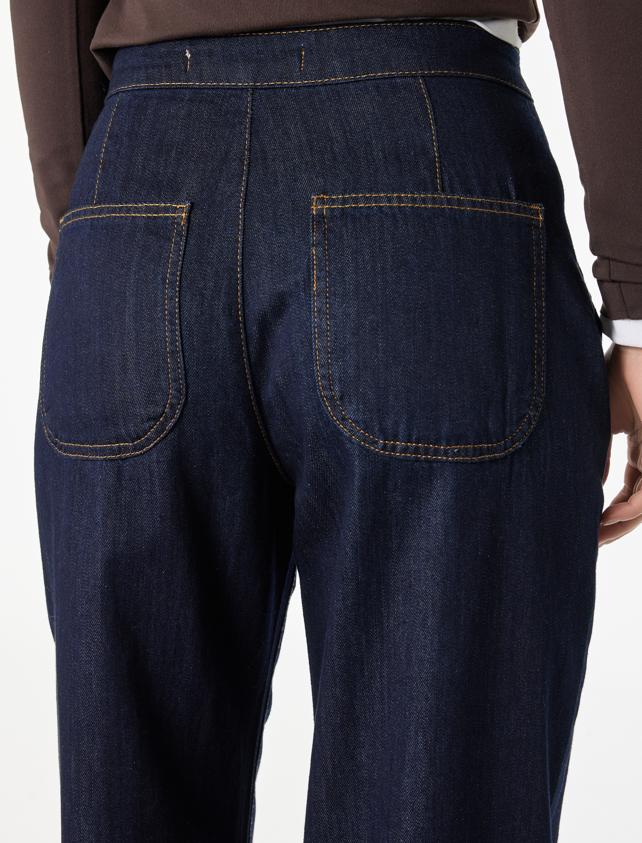   Düğme Detaylı Cepli Geniş Paça Denim Pantolon -  Wide Leg Jeans