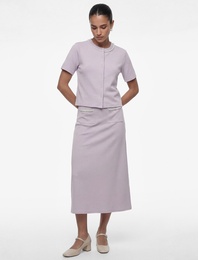 İnci Detaylı Cepli Midi Yırtmaçlı Kalem Etek