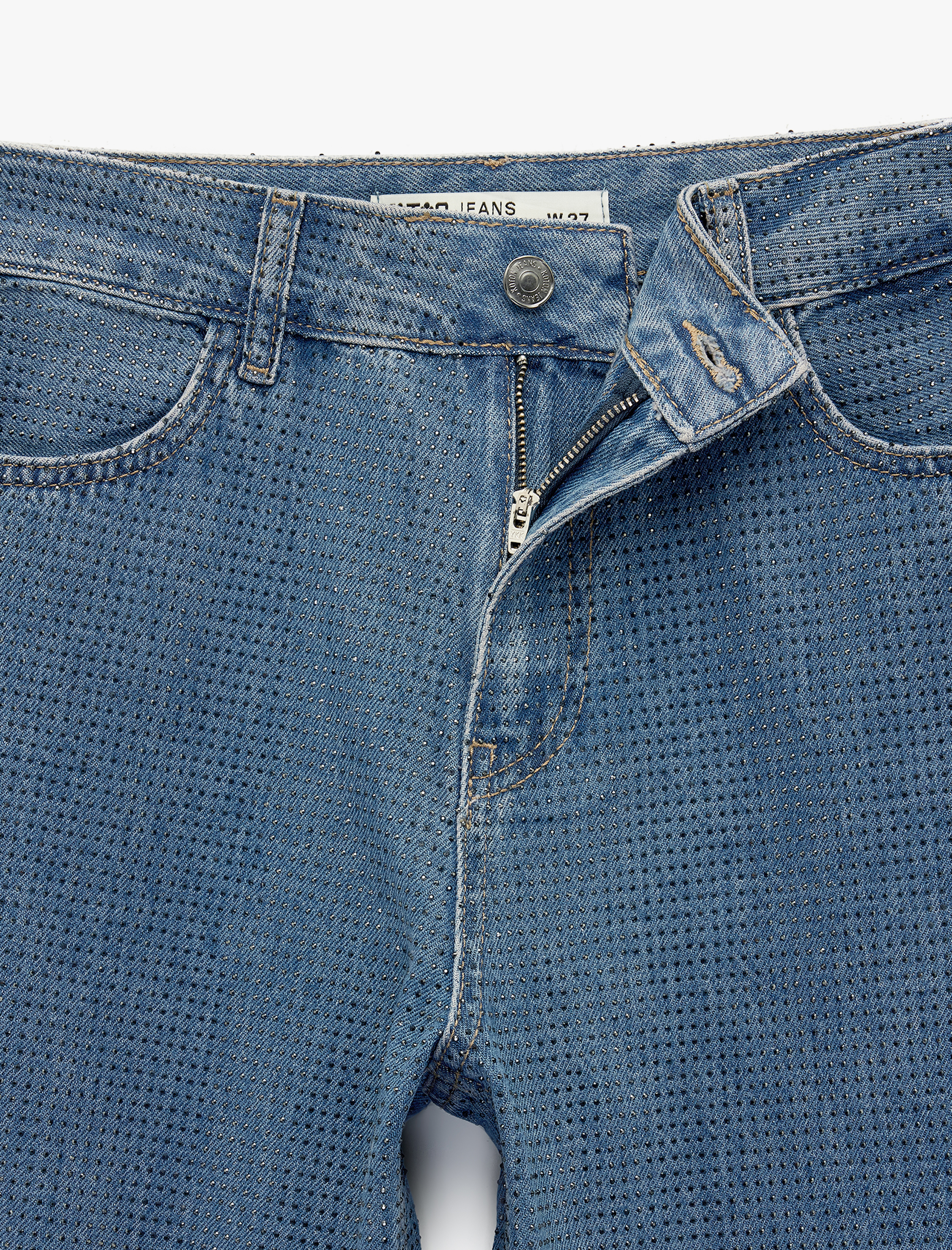   Cepli Uzun Düz Paça Taşlı Jean Pantolon - Straight Fit Jean