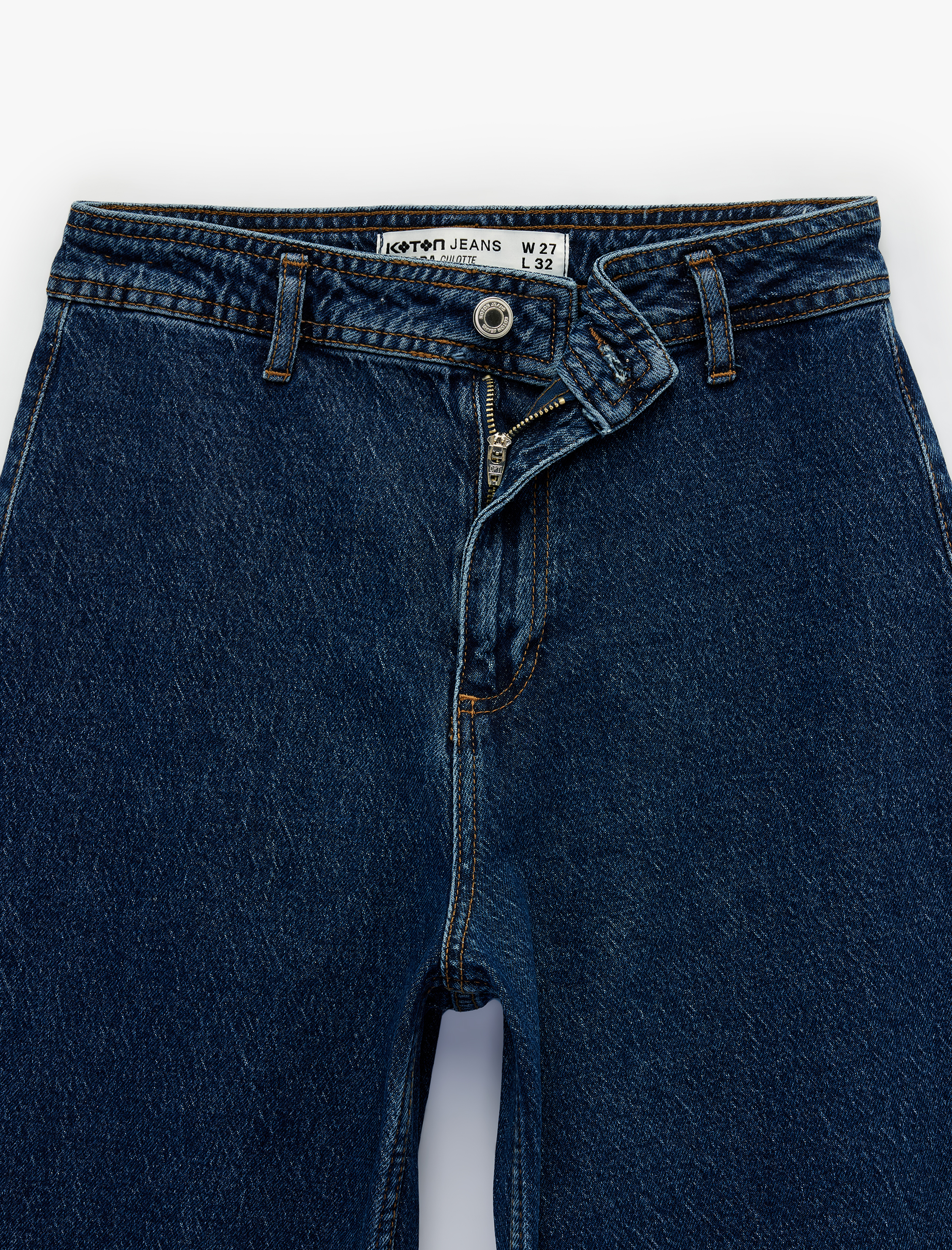   Düğmeli Yüksek Bel Rahat Kesim Denim Pantolon - Culotte Jeans