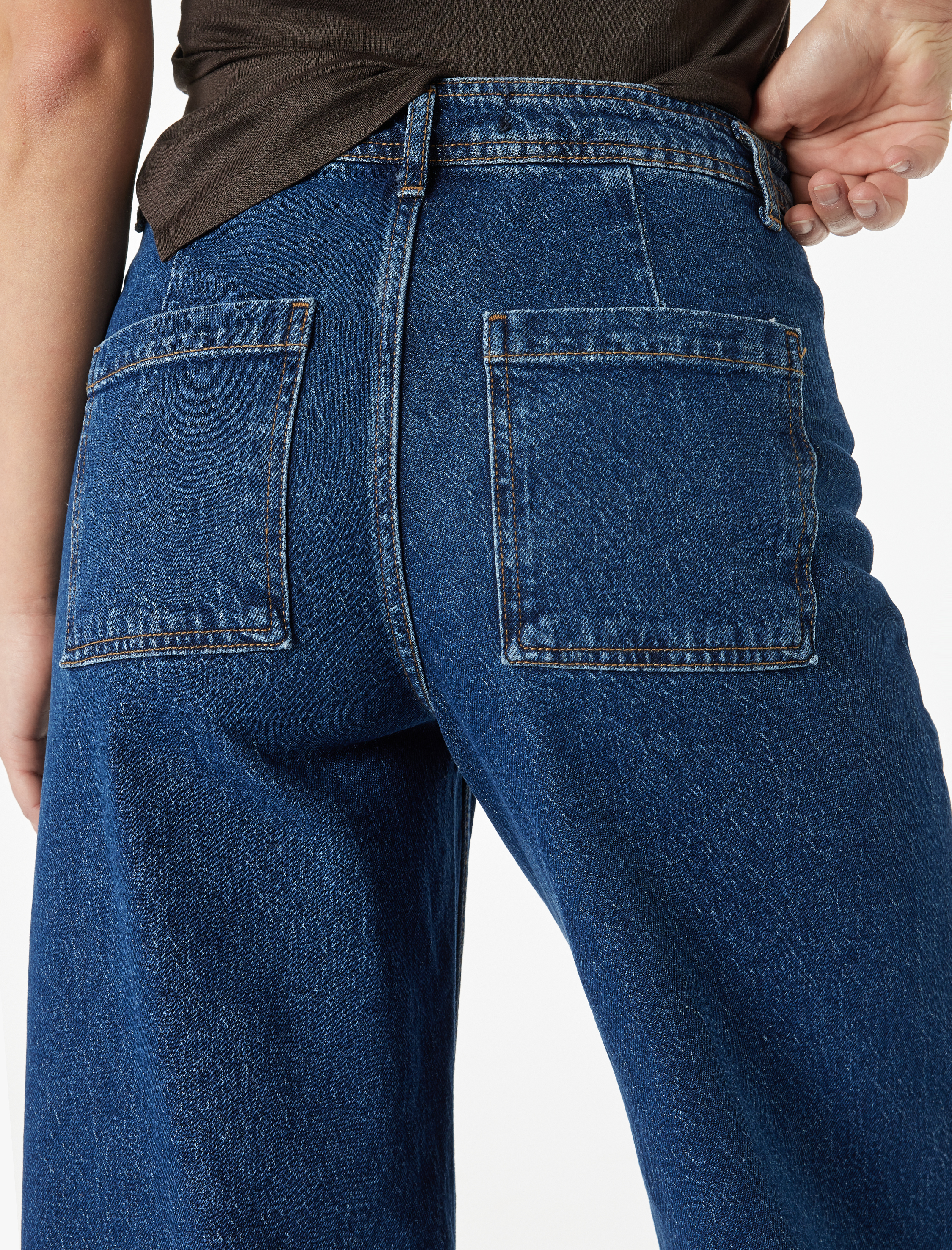   Düğmeli Yüksek Bel Rahat Kesim Denim Pantolon - Culotte Jeans
