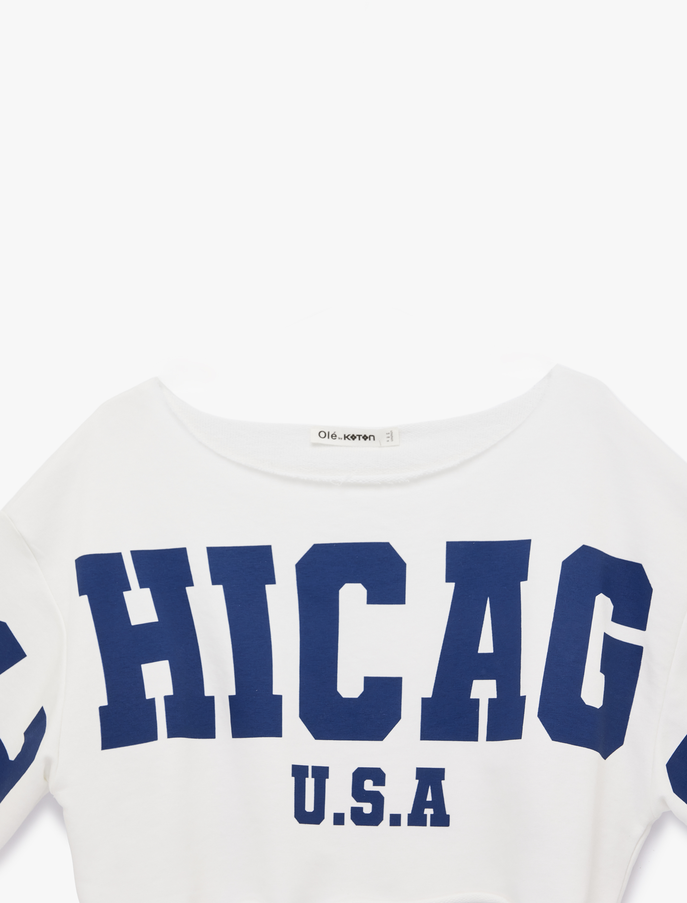   Omzu Açık Kısa Kollu Pamuklu Baskılı Crop Tişört