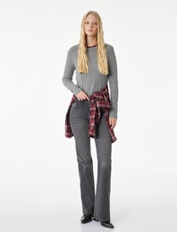 Cepli Yüksek Bel İspanyol Paça Jean Pantolon - Flare Jeans