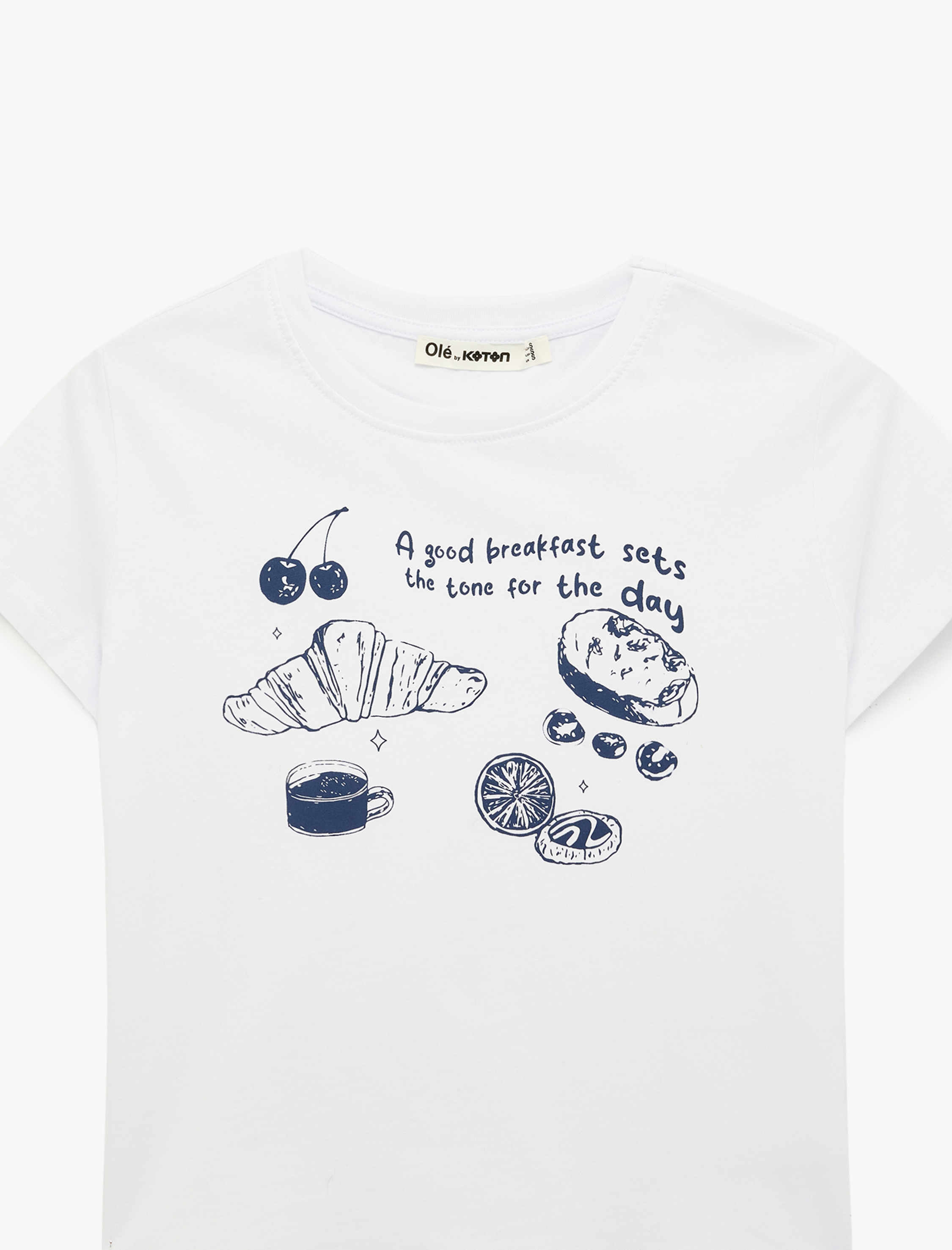   Slim Fit Kısa Kollu Bisiklet Yaka Pamuklu Kiraz Baskılı Tişört