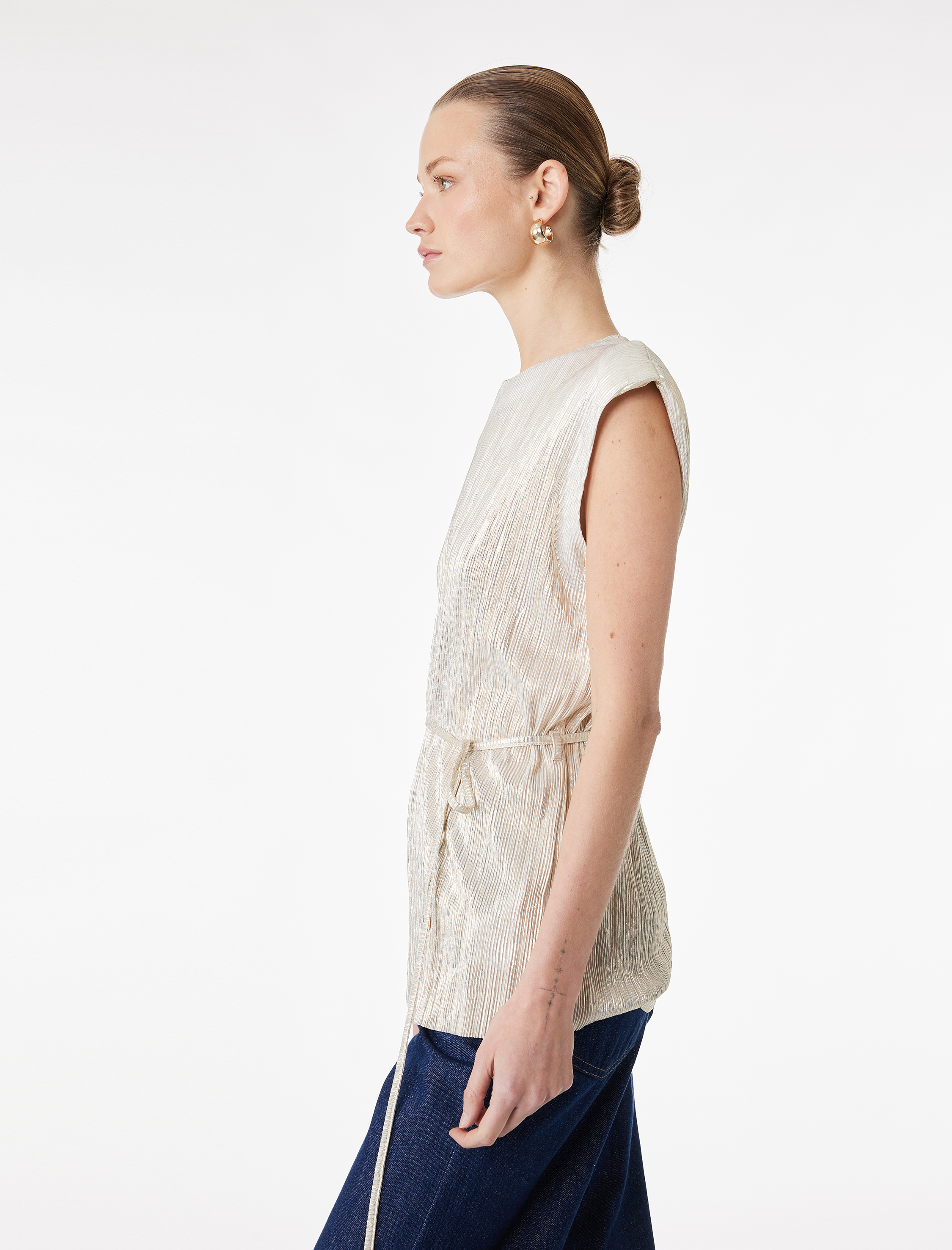   Kolsuz Bisiklet Yaka Bağlama Detaylı Vatkalı Bluz