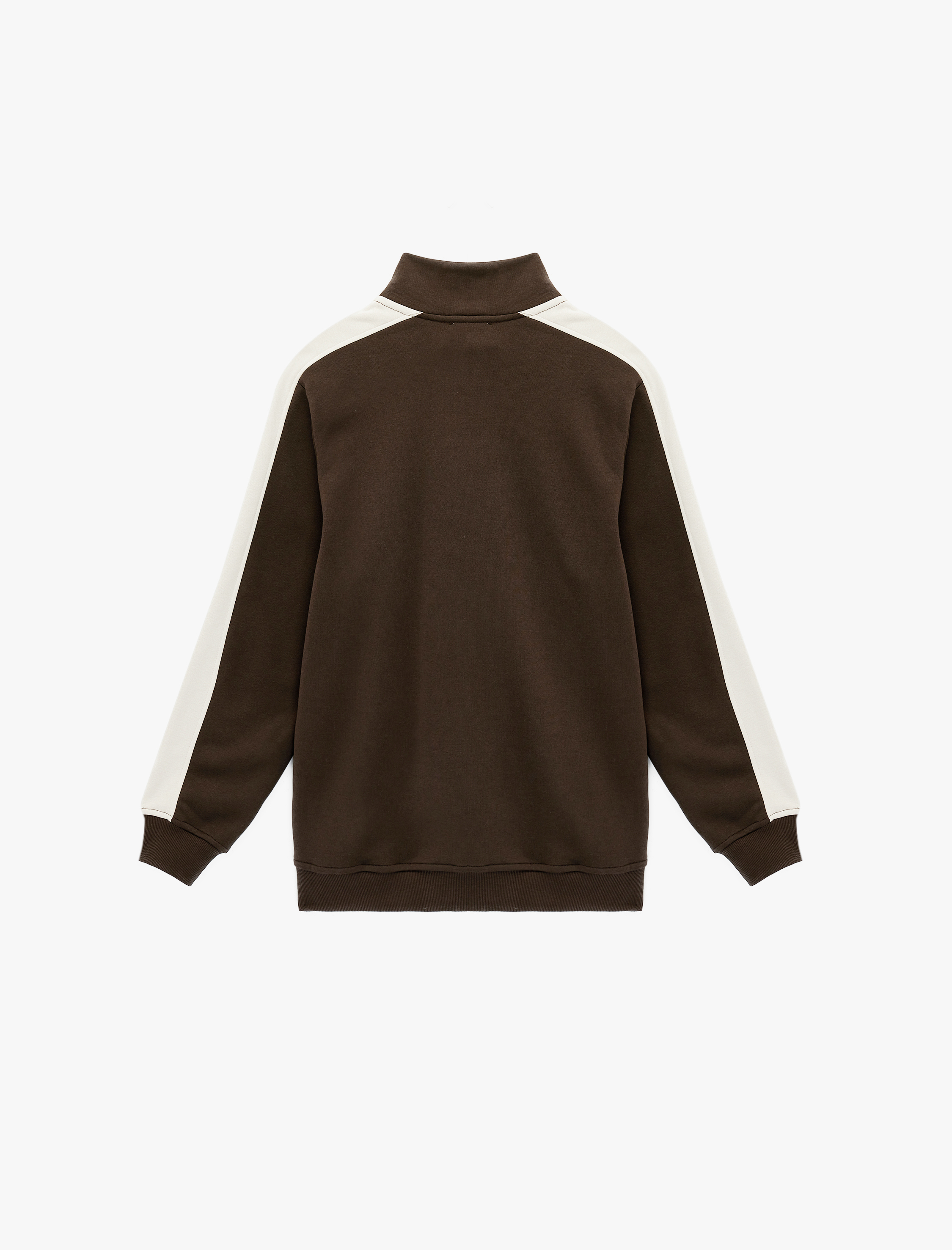   Regular Fit Uzun Kollu Şardonlu Renk Kontrastlı Baskılı Yarım Fermuarlı Sweatshirt