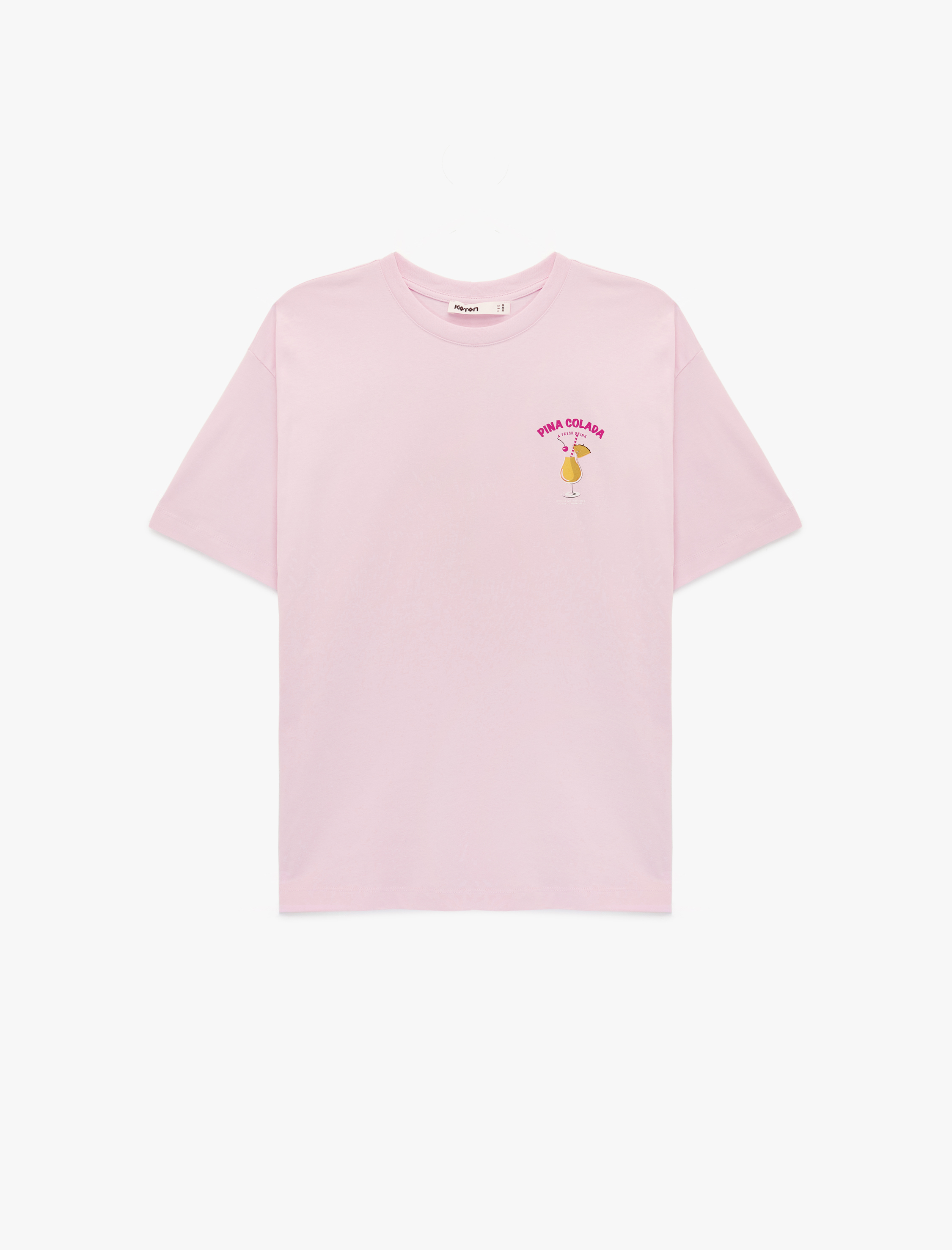   Pamuklu Kısa Kollu Bisiklet Yaka Arkası Baskılı Tişört