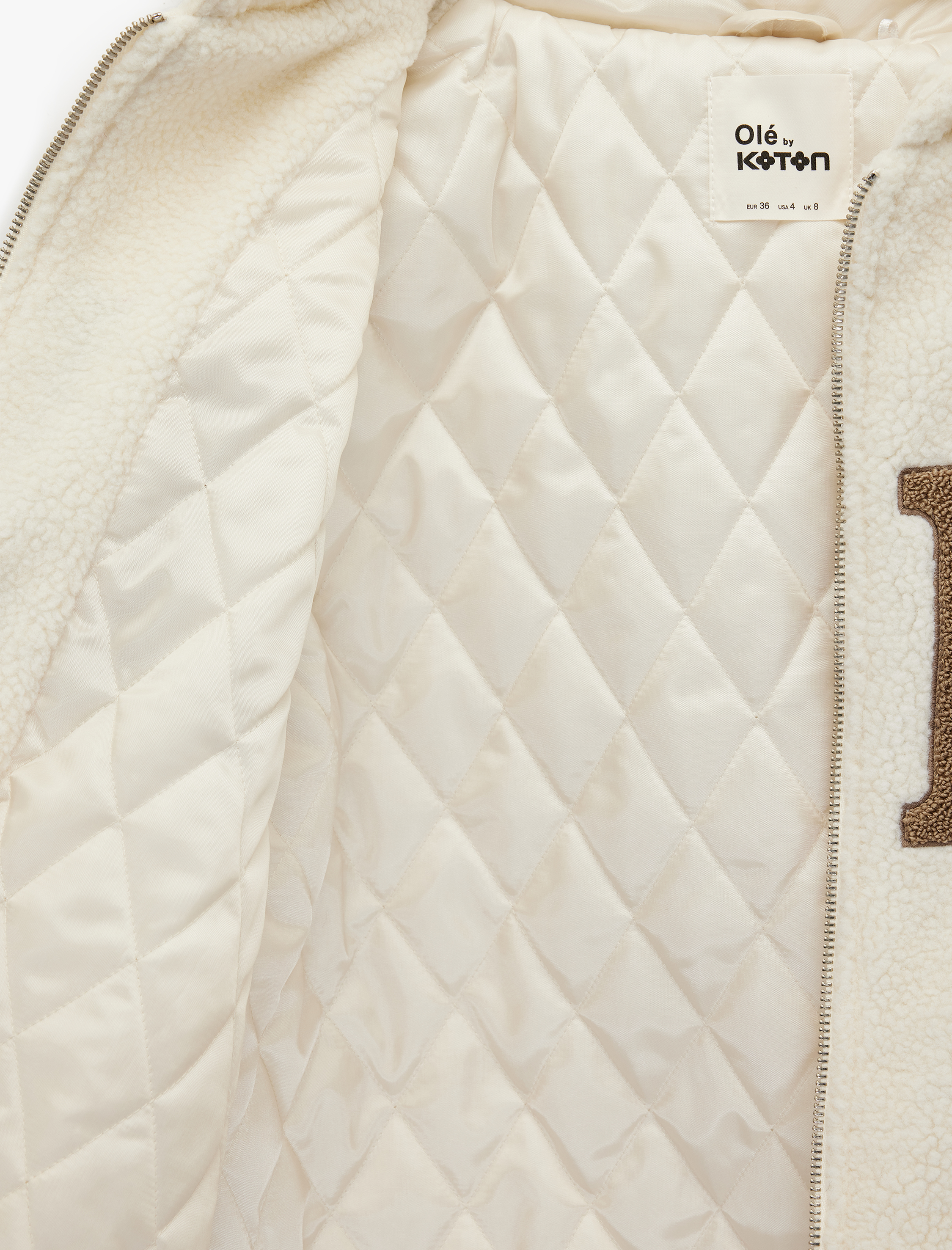   Kapüşonlu Baskılı Cepli Fermuarlı Oversize Peluş Ceket