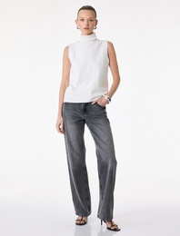 Pamuklu Cepli Düğmeli Düz Paça Yıkamalı Jean Pantolon - Straight Fit Jean