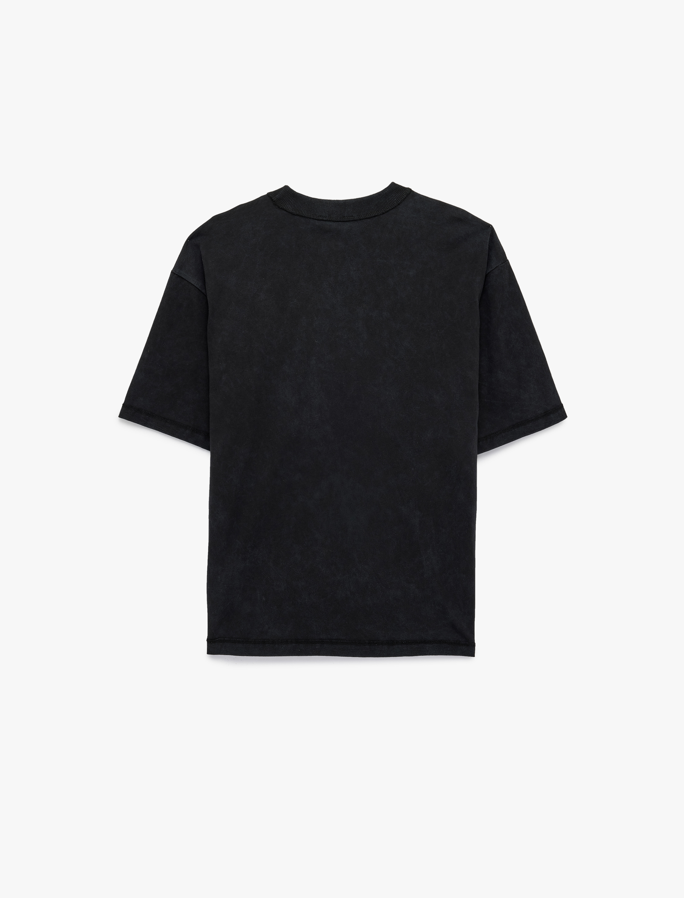   Kısa Kollu Yıkamalı Bisiklet Yaka Pamuklu Oversize Baskılı Tişört