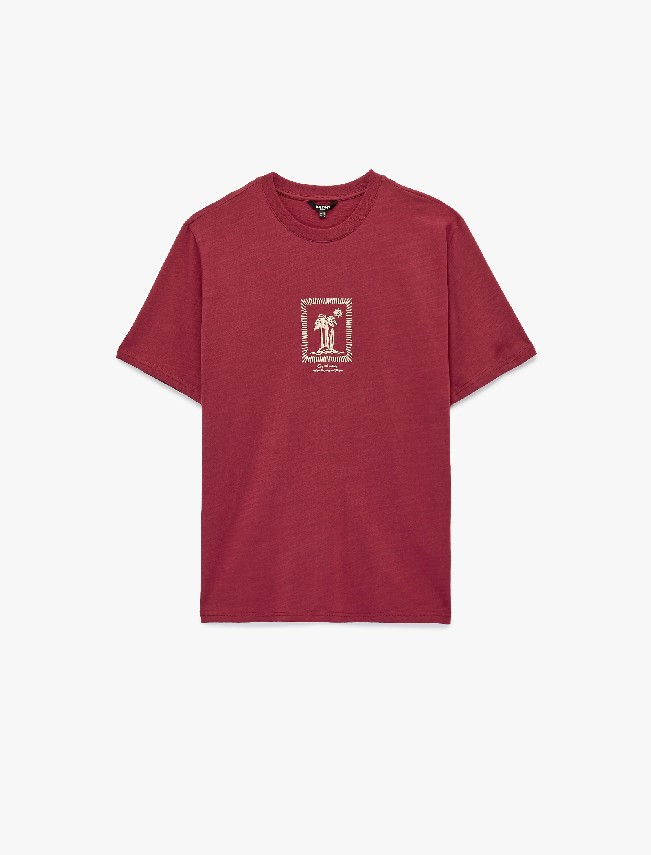   Regular Fit Kısa Kollu Bisiklet Yaka Pamuklu Baskılı Tişört