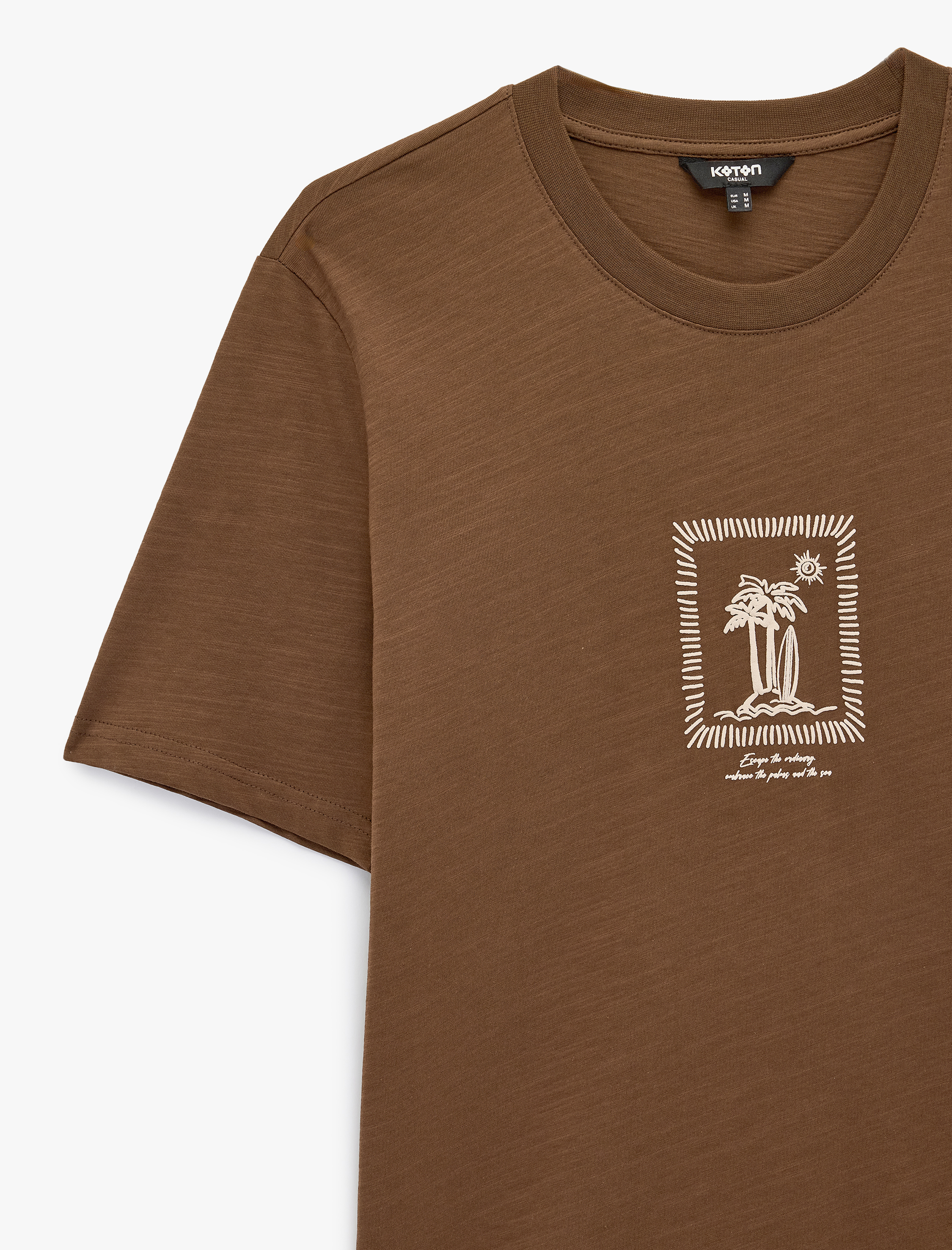   Regular Fit Kısa Kollu Bisiklet Yaka Pamuklu Baskılı Tişört