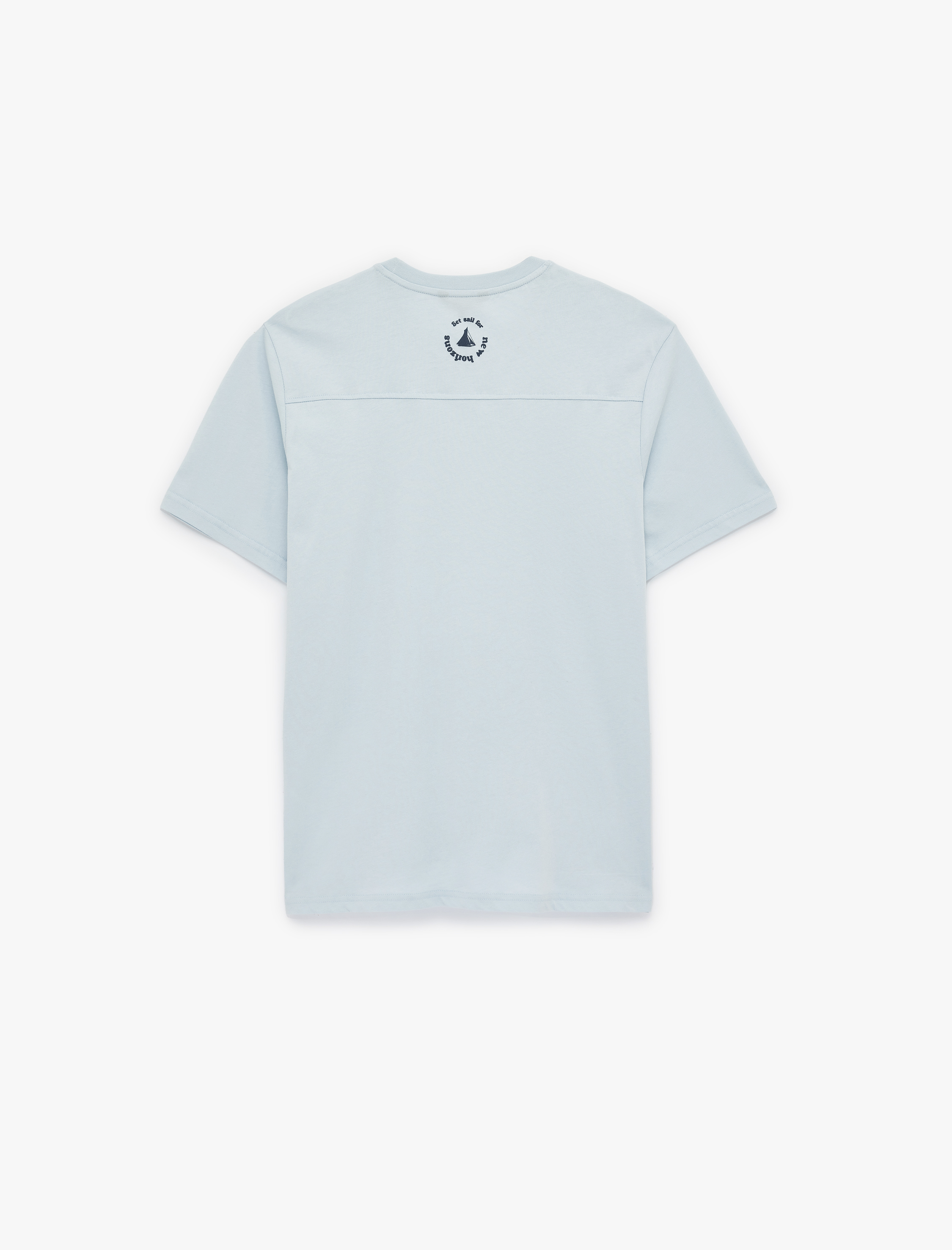   Regular Fit Dikiş Detaylı Kısa Kollu Pamuklu Bisiklet Yaka Baskılı Tişört