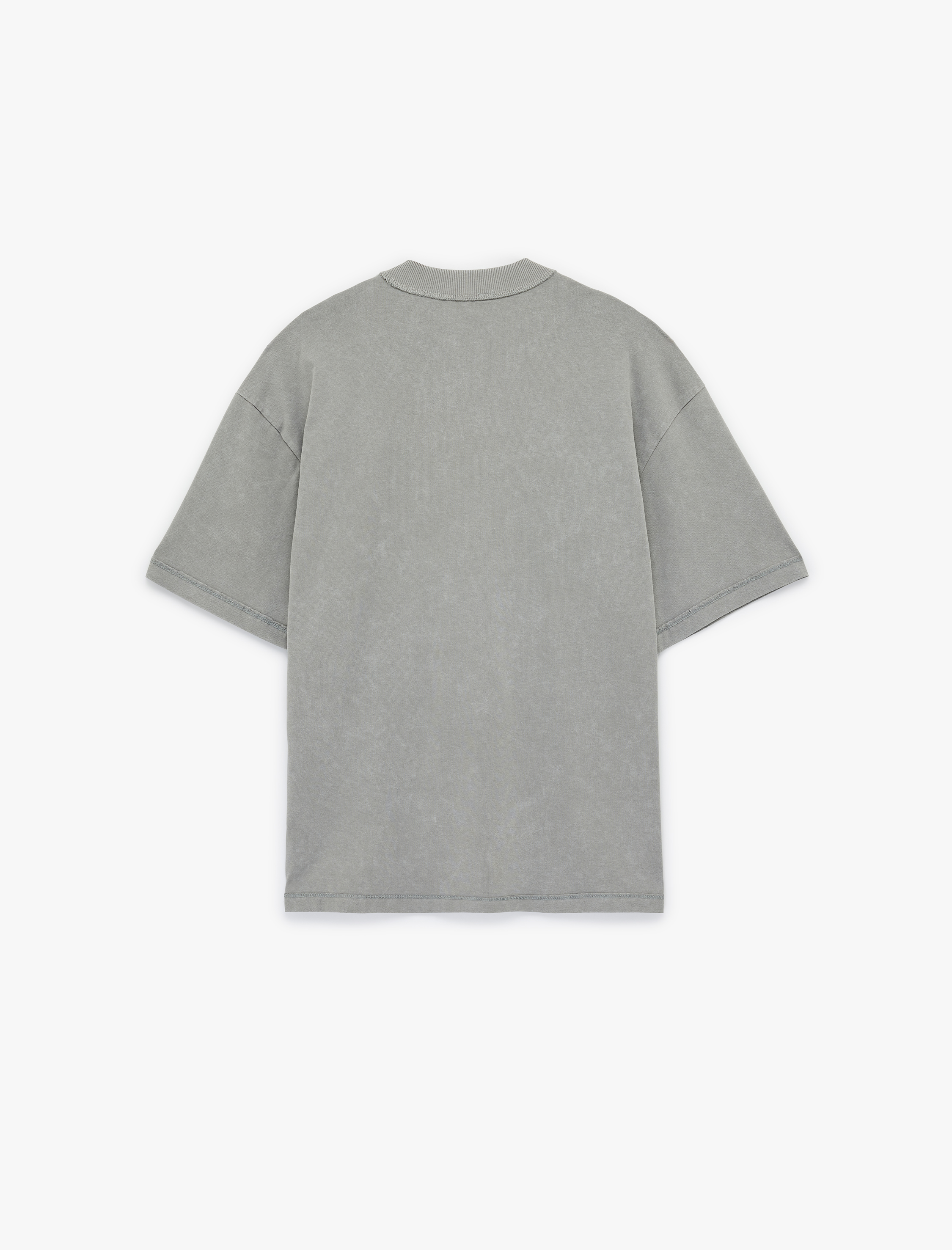   Pamuklu Kısa Kollu Yıkamalı Bisiklet Yaka Oversize Baskılı Tişört