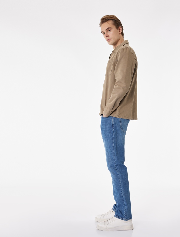  Pamuklu Düz Paça Normal Bel Straight Fit Jean Pantolon - Mark Jean