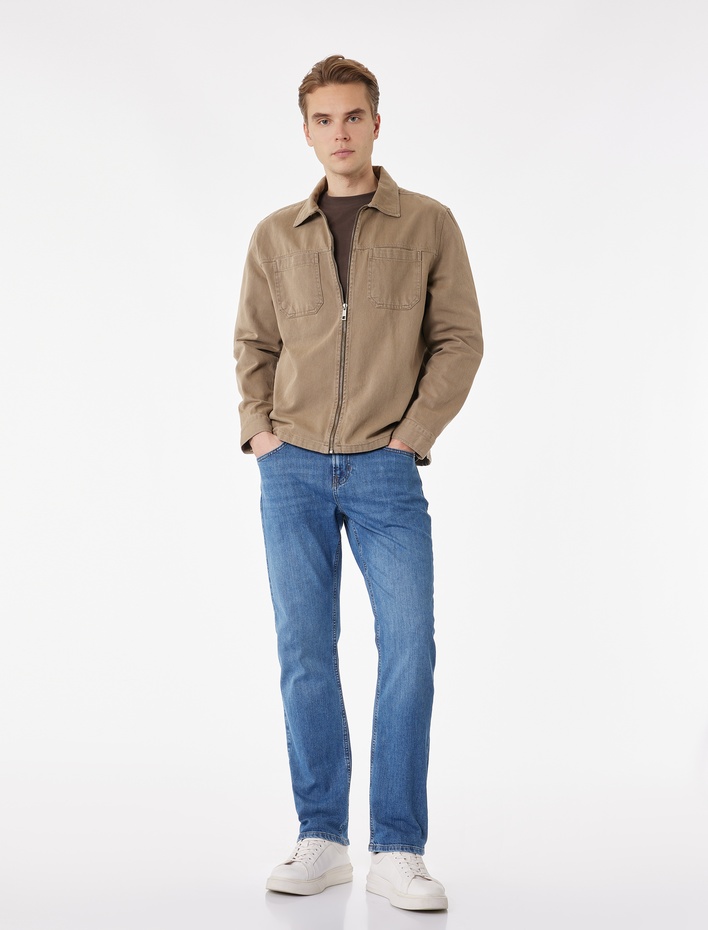  Pamuklu Düz Paça Normal Bel Straight Fit Jean Pantolon - Mark Jean