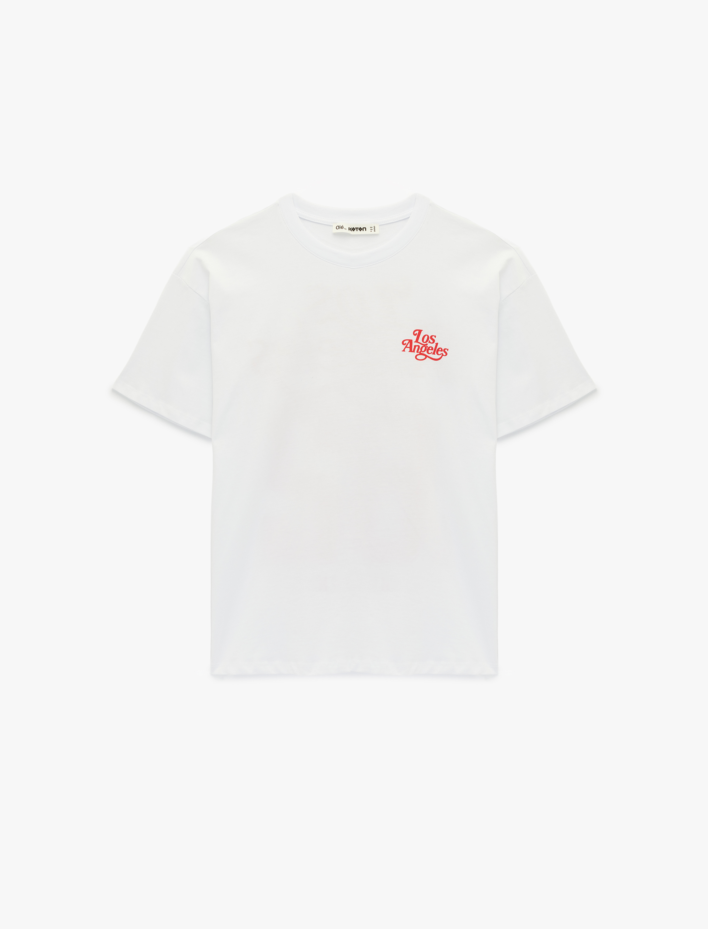   Kısa Kollu Bisiklet Yaka Pamuklu Arkası Baskılı Oversize Tişört