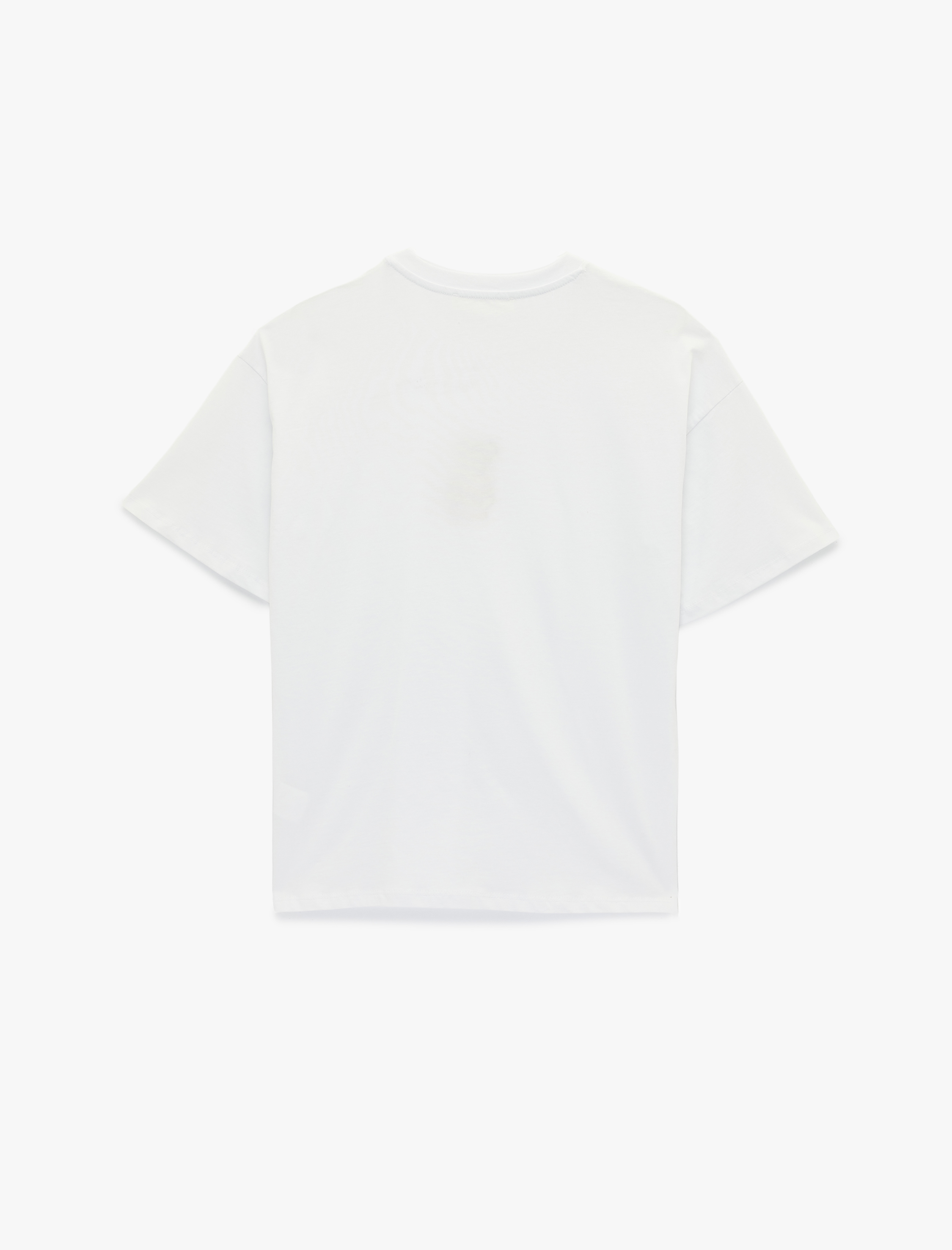   Kısa Kollu Ayıcık Nakışlı Bisiklet Yaka Oversize Tişört