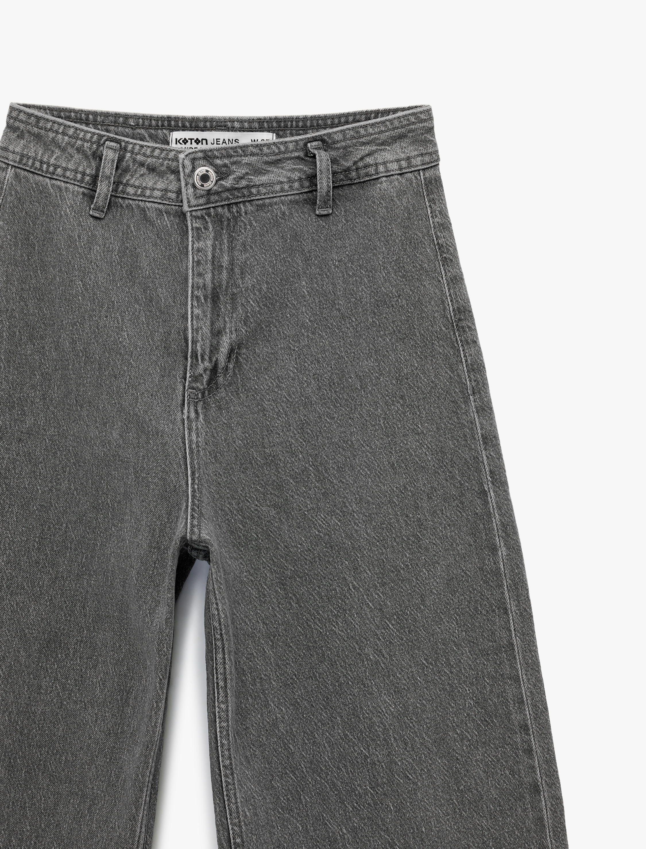   Düğmeli Yüksek Bel Rahat Kesim Denim Pantolon - Culotte Jeans