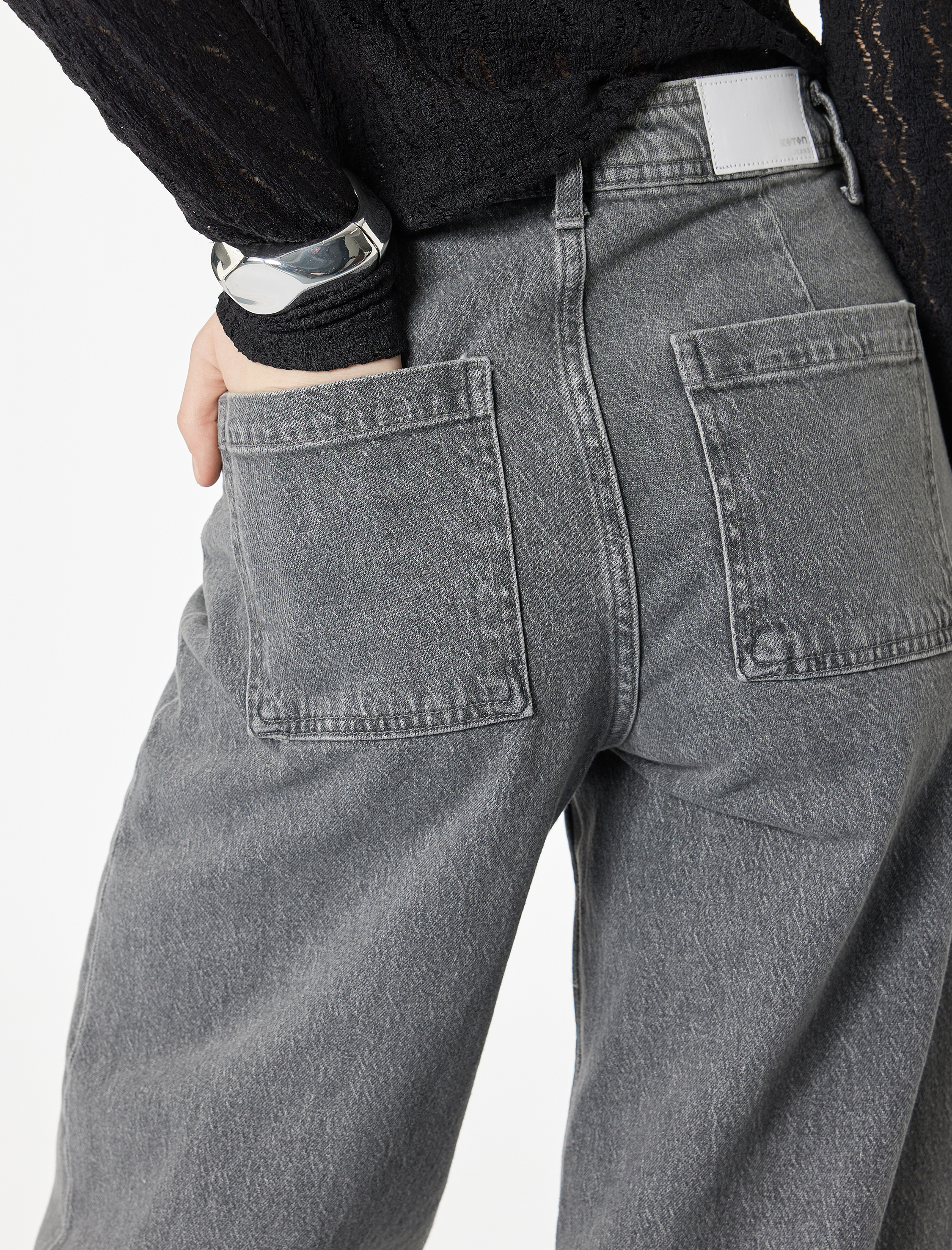  Düğmeli Yüksek Bel Rahat Kesim Denim Pantolon - Culotte Jeans