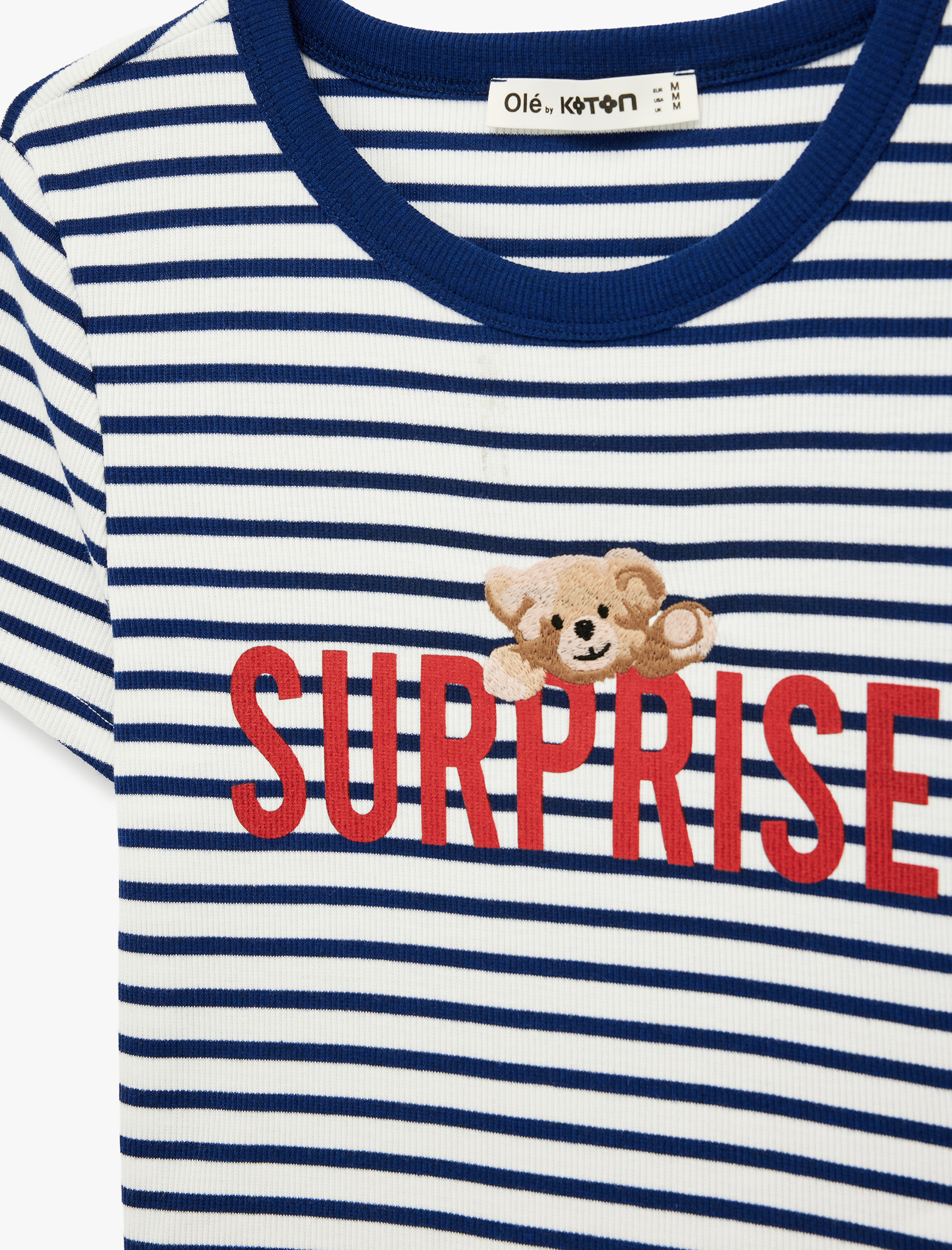   Slim Fit Kısa Kollu Bisiklet Yaka Ayıcık Baskılı Tişört