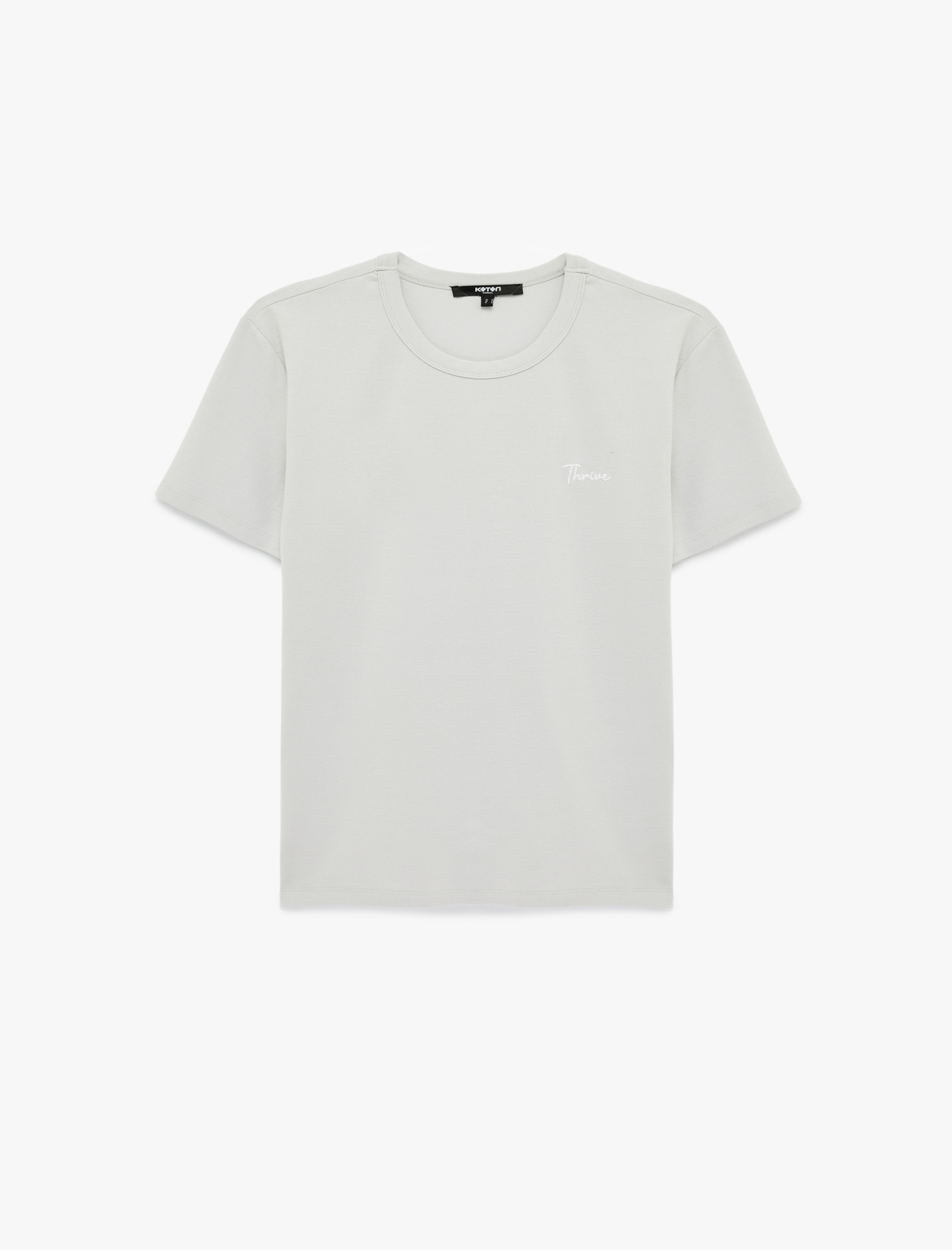   Pamuklu Kısa Kollu Bisiklet Yaka Baskılı Slim Fit Tişört