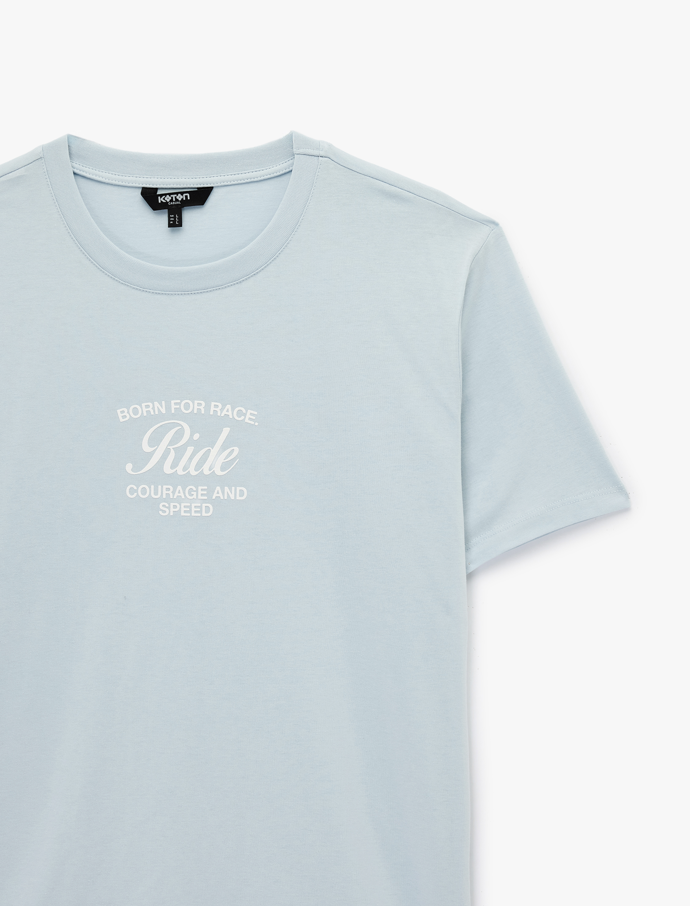   Regular Fit Kısa Kollu Pamuklu Bisiklet Yaka Baskılı Tişört