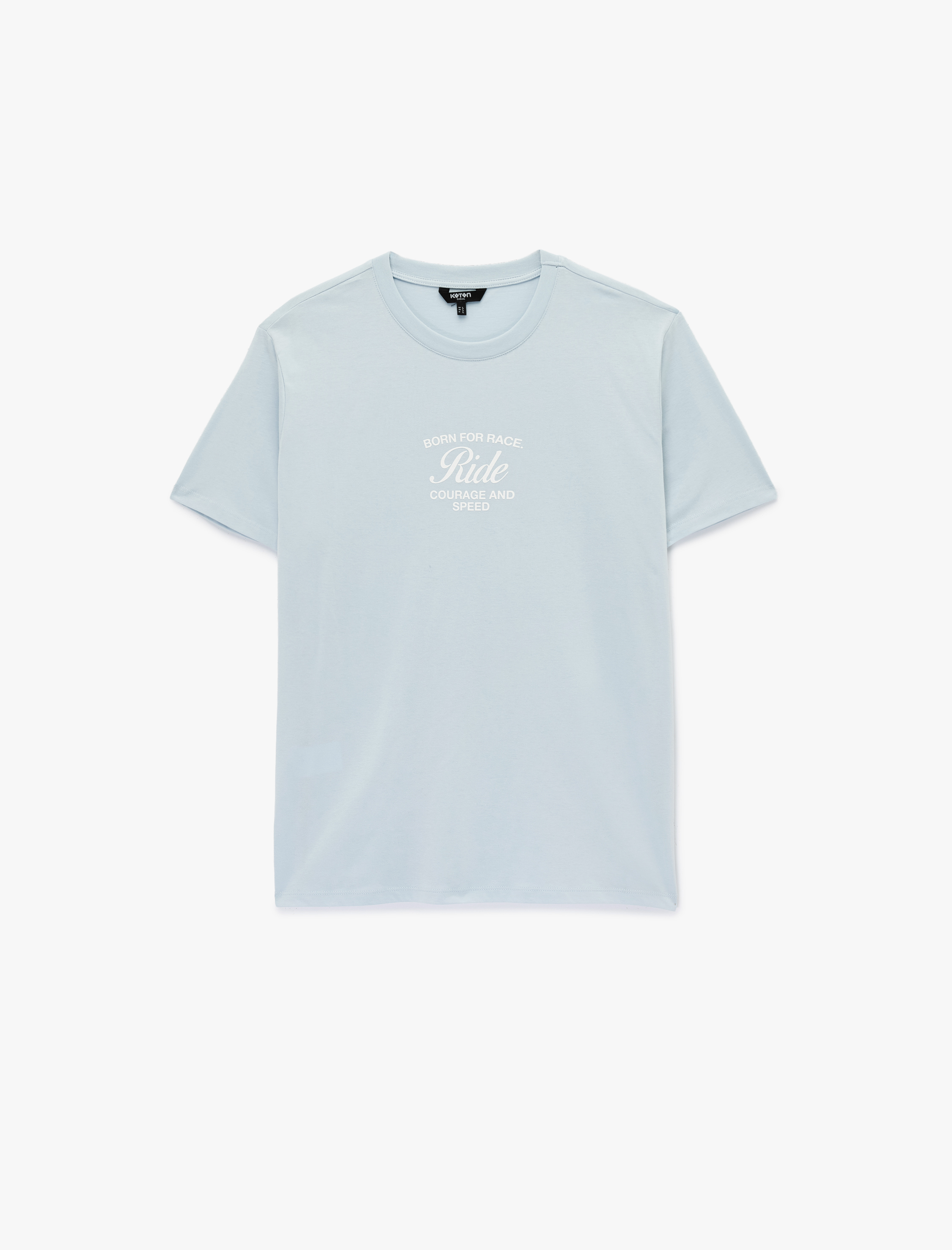   Regular Fit Kısa Kollu Pamuklu Bisiklet Yaka Baskılı Tişört