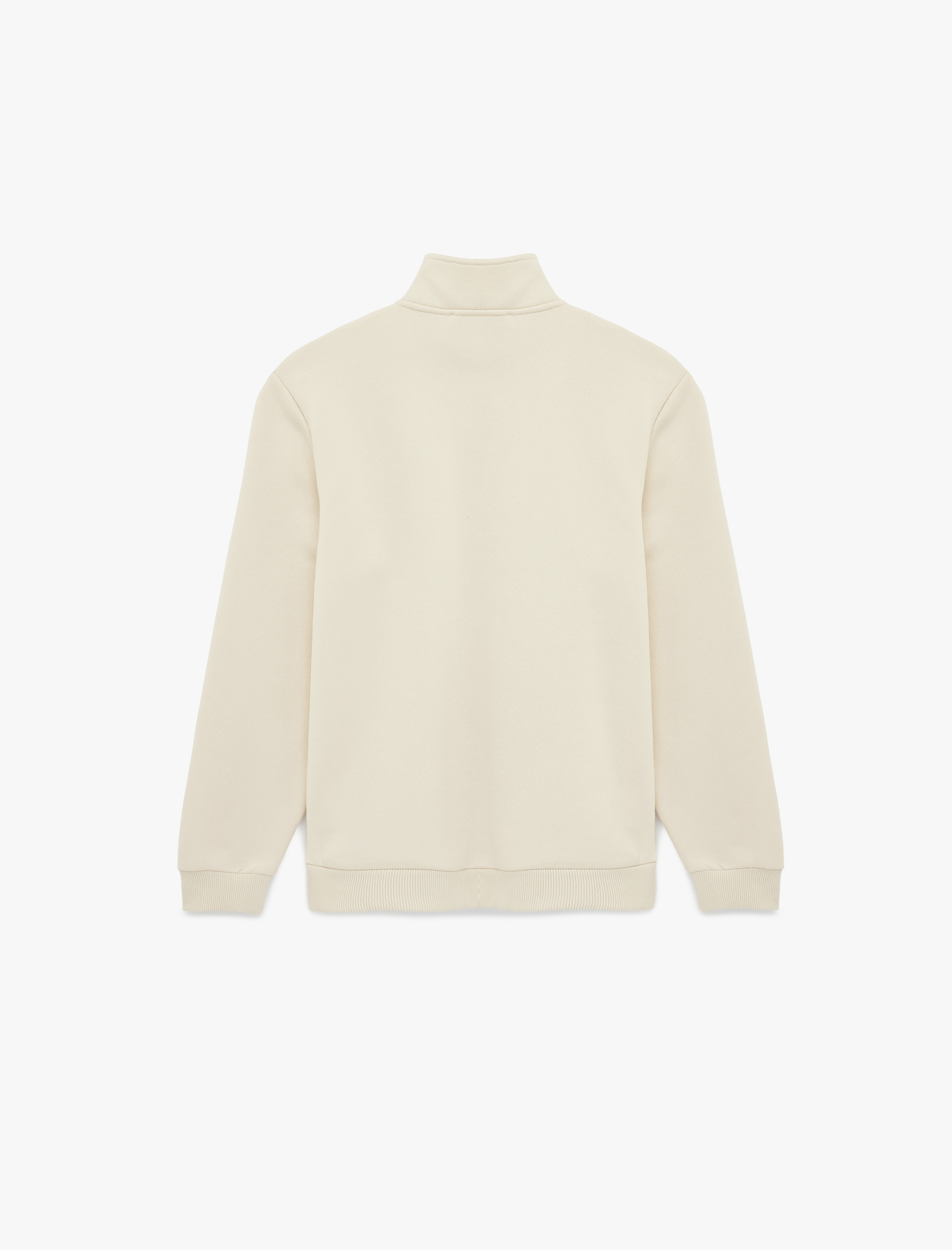   Regular Fit Uzun Kollu Şardonlu Dik Yaka Basic Yarım Fermuarlı Sweatshirt