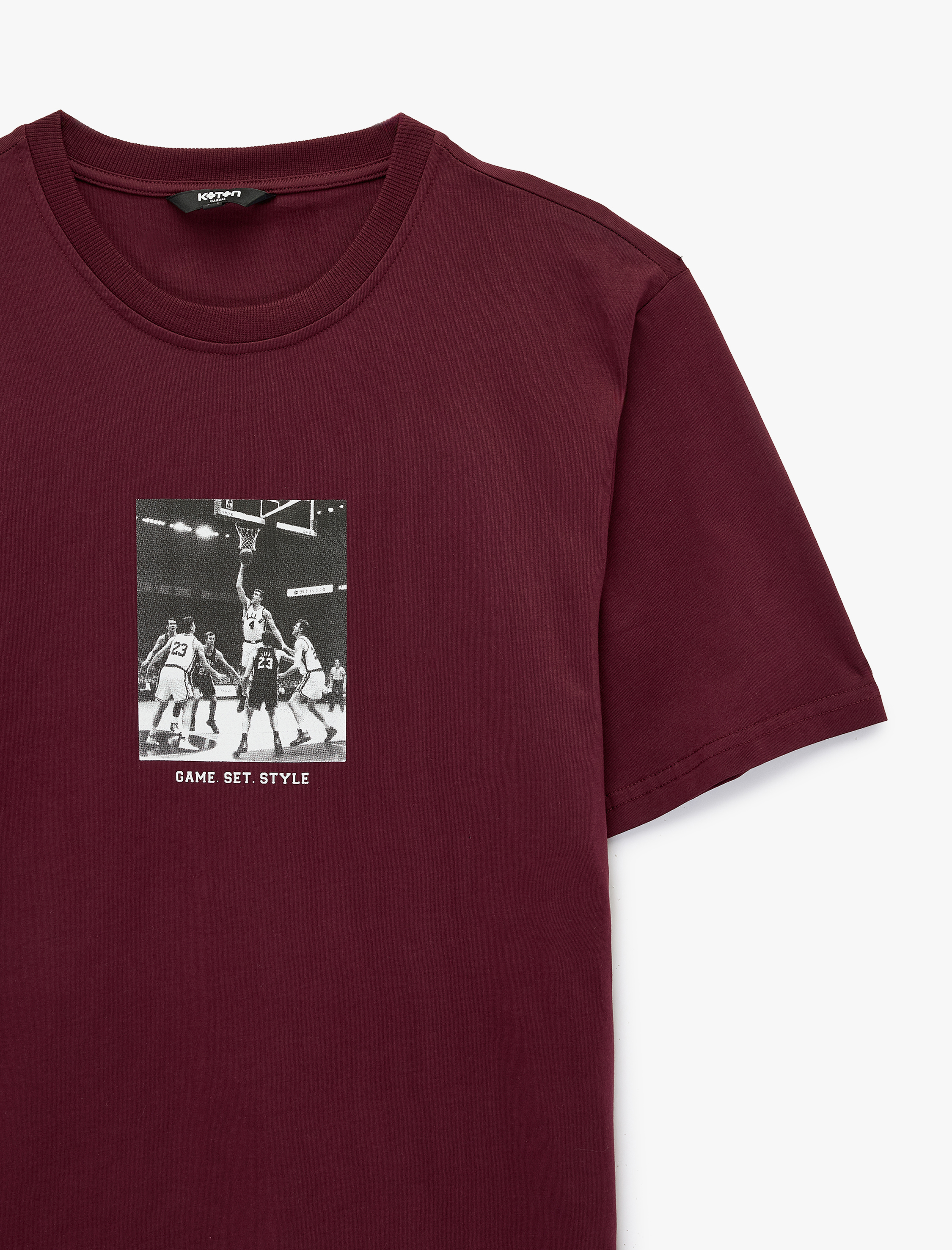   Regular Fit Kısa Kollu Bisiklet Yaka Pamuklu Baskılı Tişört