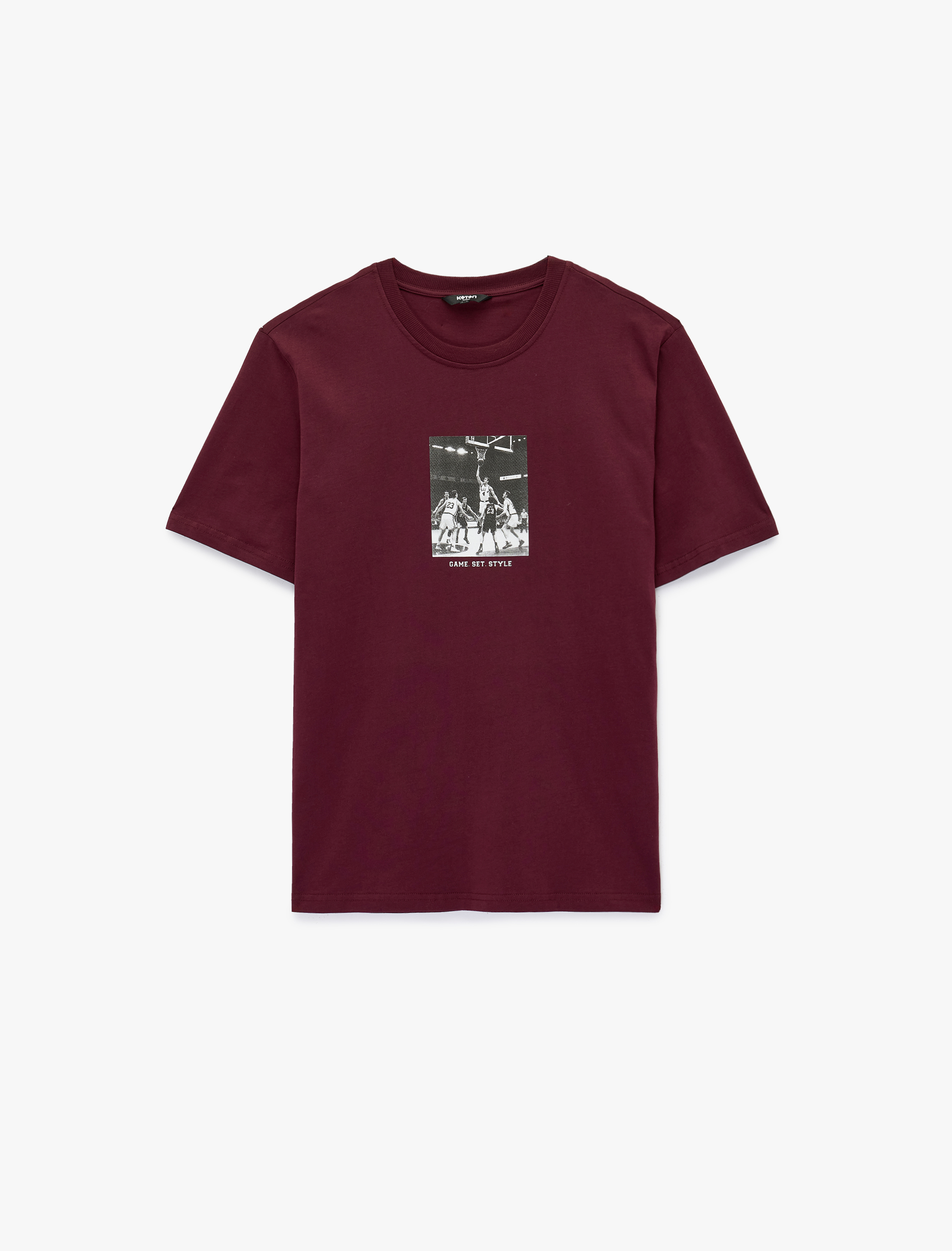   Regular Fit Kısa Kollu Bisiklet Yaka Pamuklu Baskılı Tişört